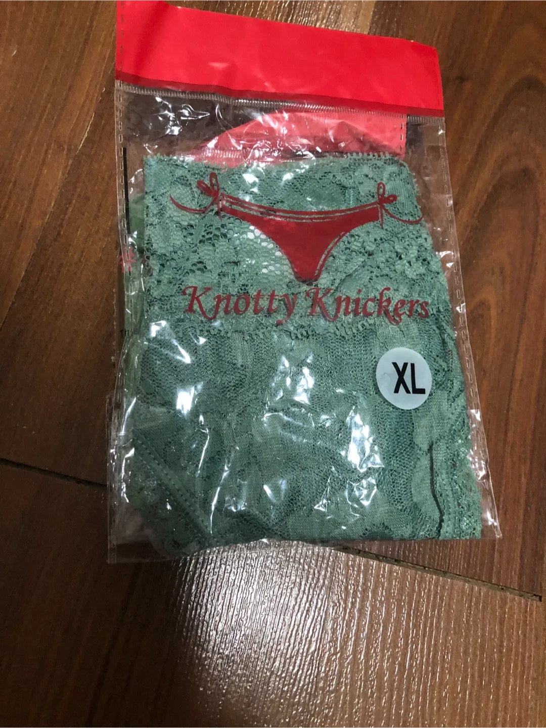 Knotty Knickers XL Green Lace Thong - New image indicator(3)