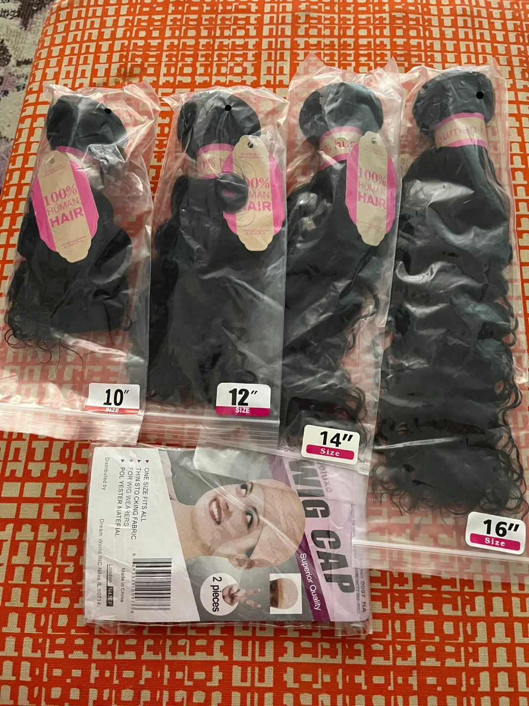 Human Hair Bundles - Deep Wave 10, 12, 14, 16 Inch + Wig Cap