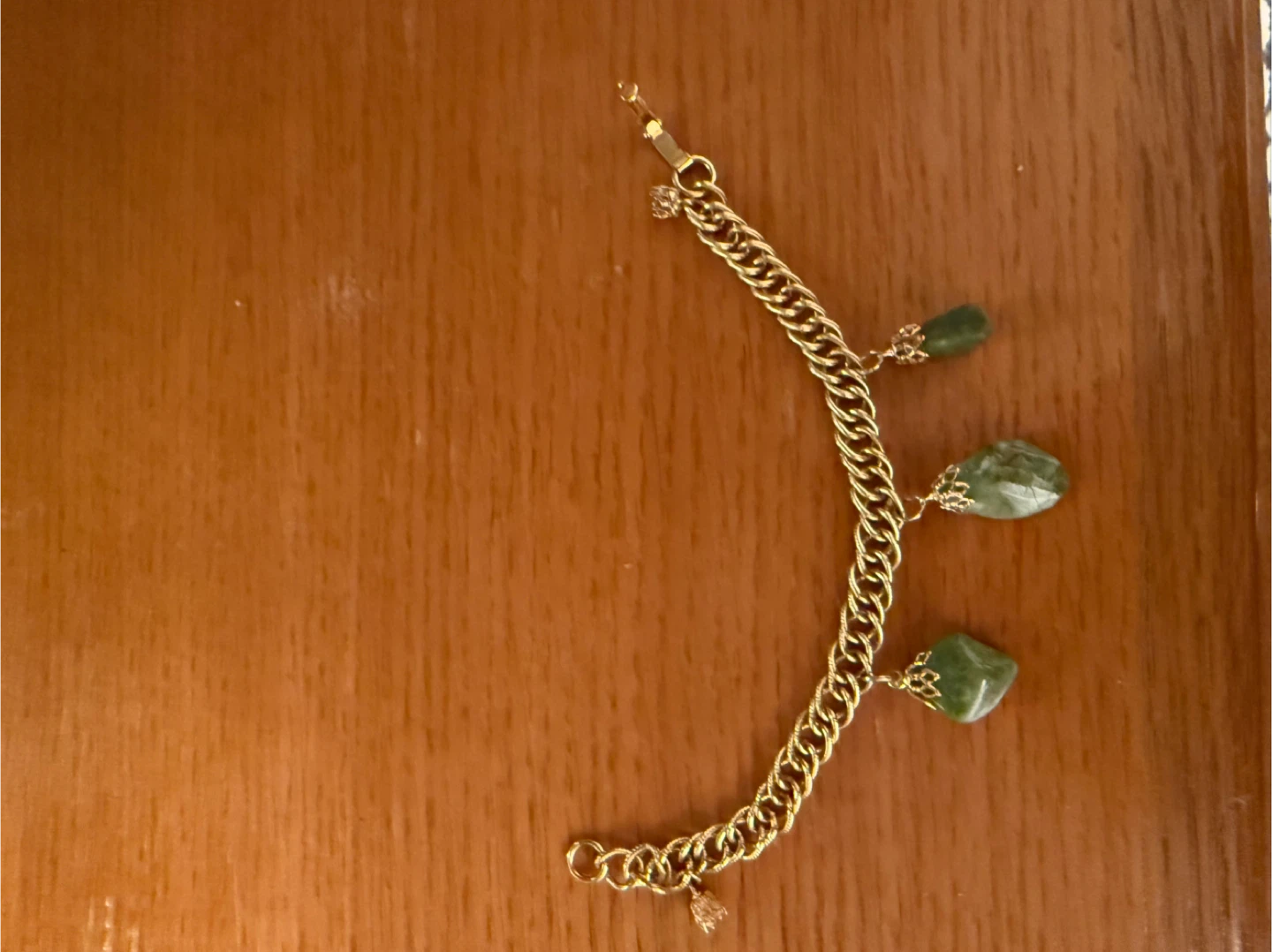 Vintage- Chain Bracelet with Green Stone Charms - photo 2