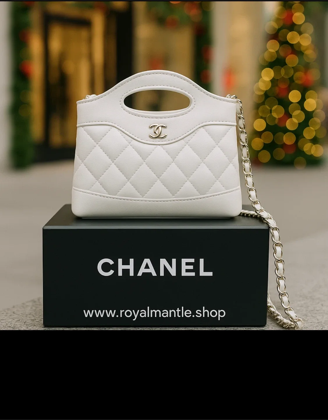 CHANEL Top Handle Mini Bag White
