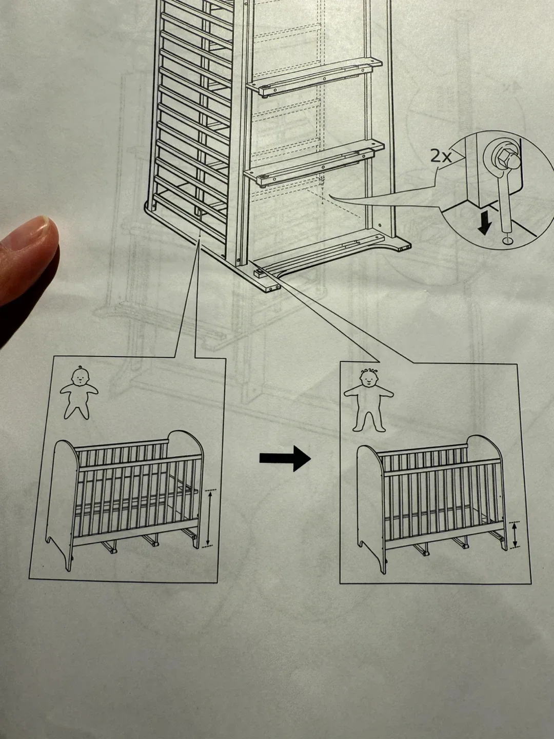 IKEA Gonatt Adjustable Crib With Mattress image indicator(6)