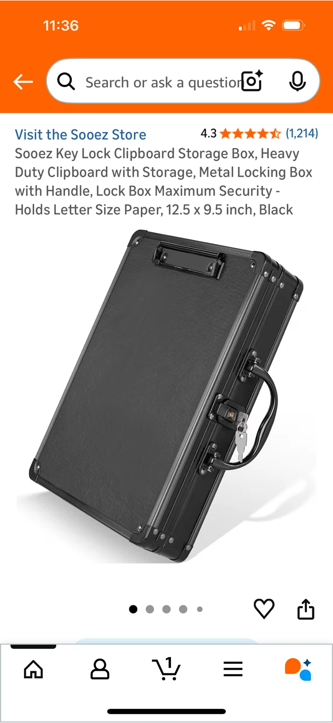 Sooez Key Lock Clipboard Storage Box - Black - photo 5