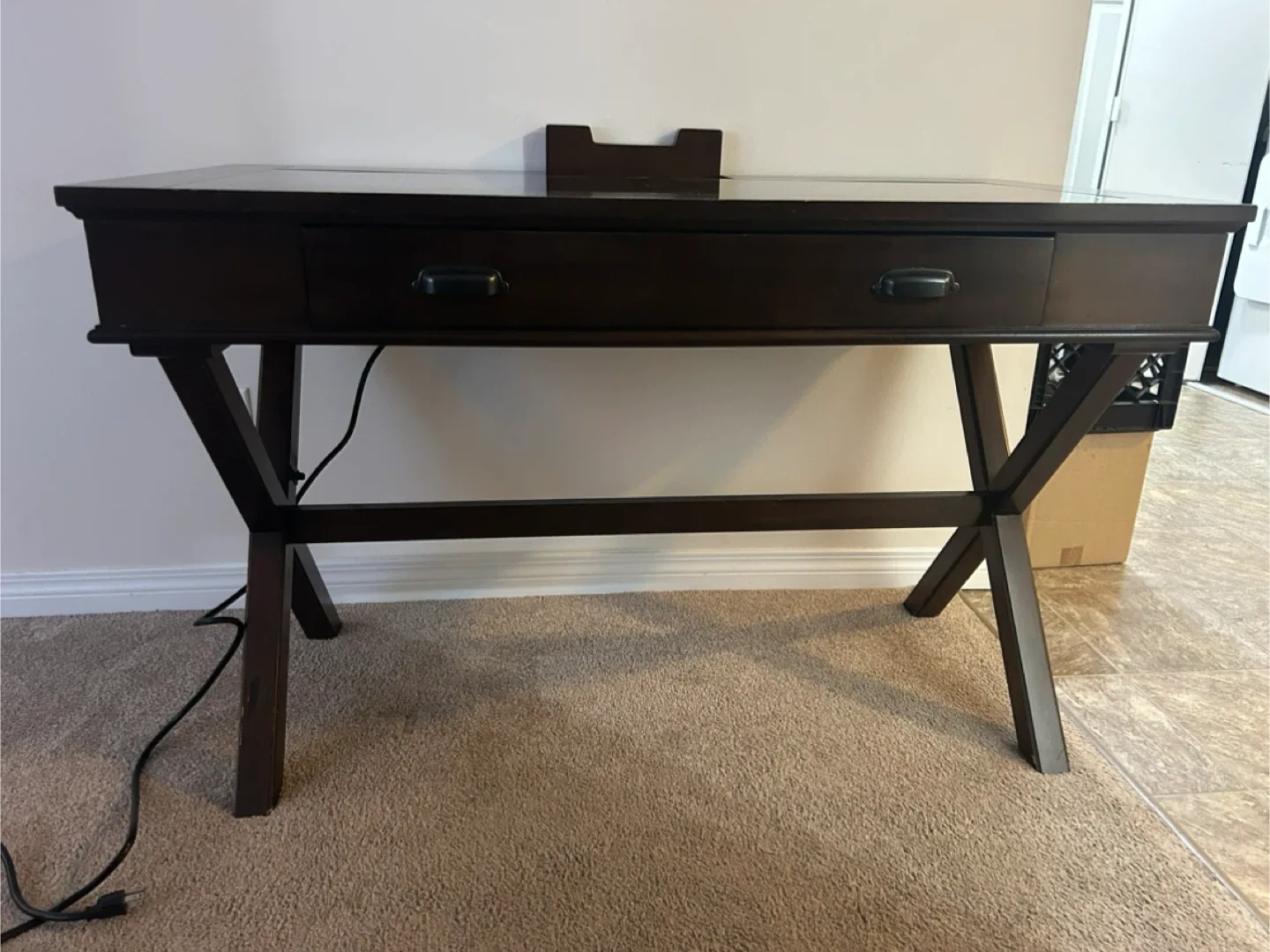 Dark Brown Desk with Glass Top image indicator(2)