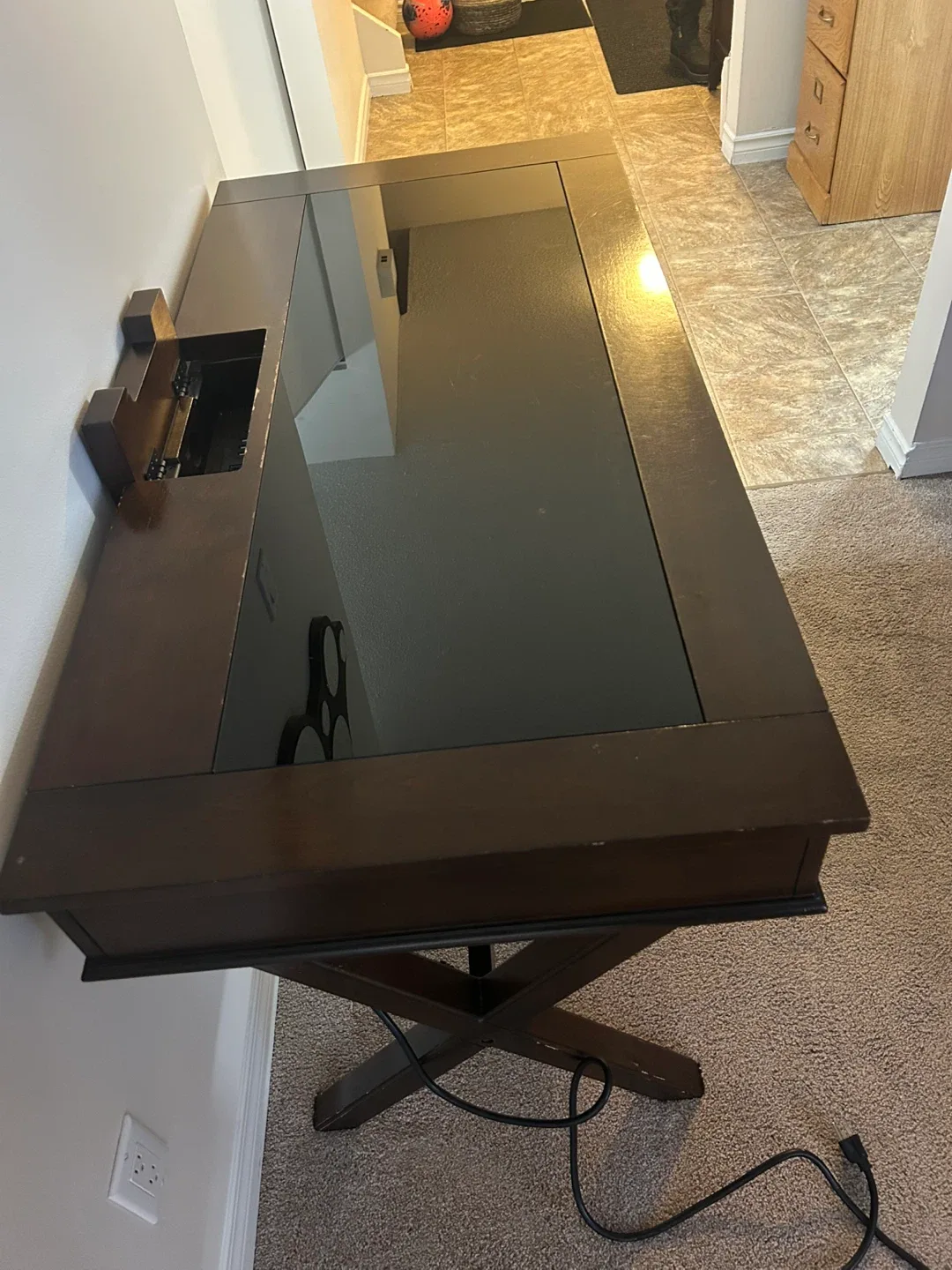 Dark Brown Desk with Glass Top image indicator(5)
