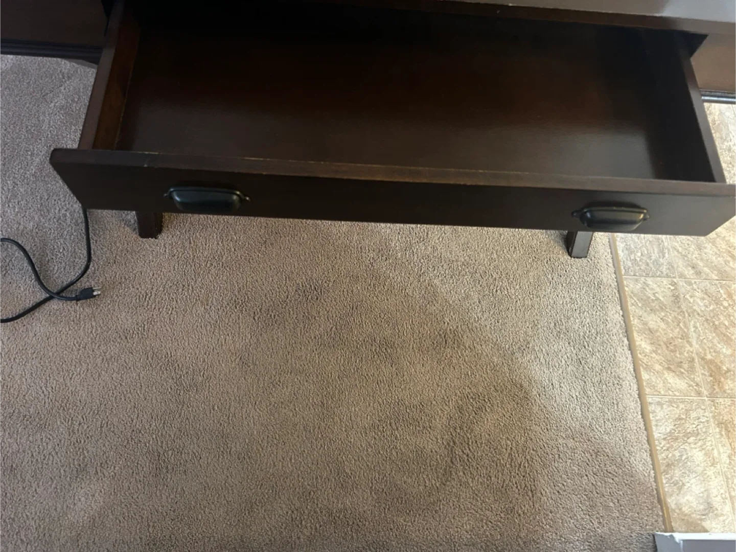 Dark Brown Desk with Glass Top