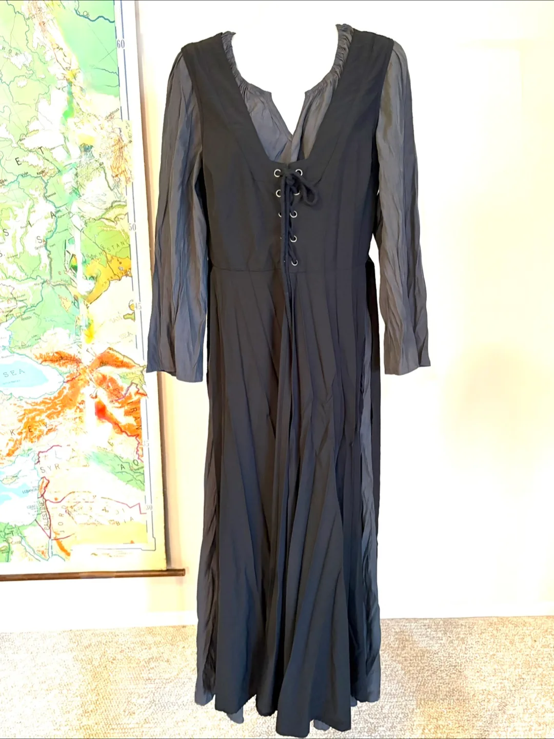 Fairy Style 2 Pieces Black Dress with Long Sleeves - 2XL