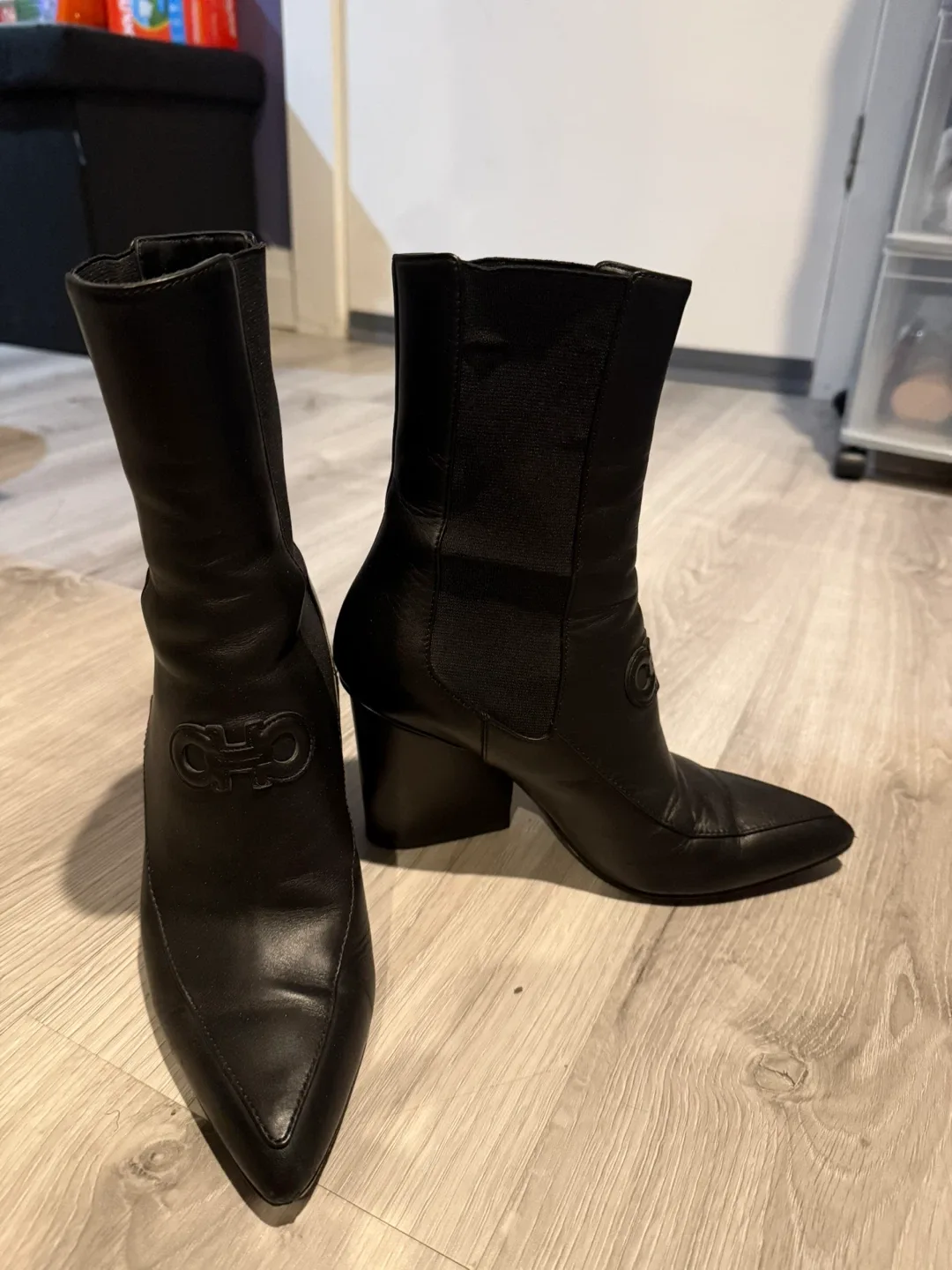 #cleanout Salvatore Ferragamo Black Leather Ankle Boots - Size 6
