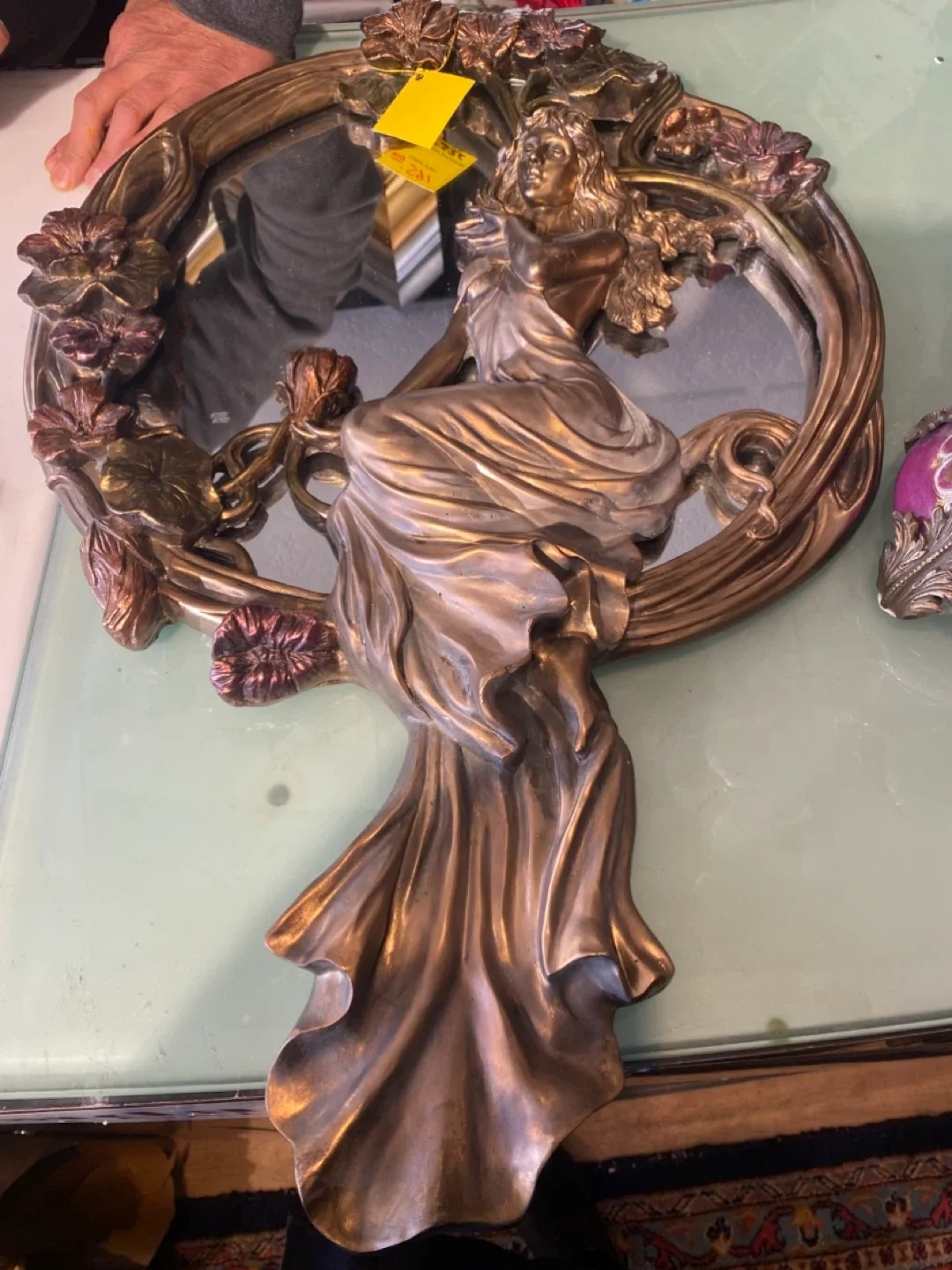 Vintage Lady Art Nouveau Style Wall Mirror