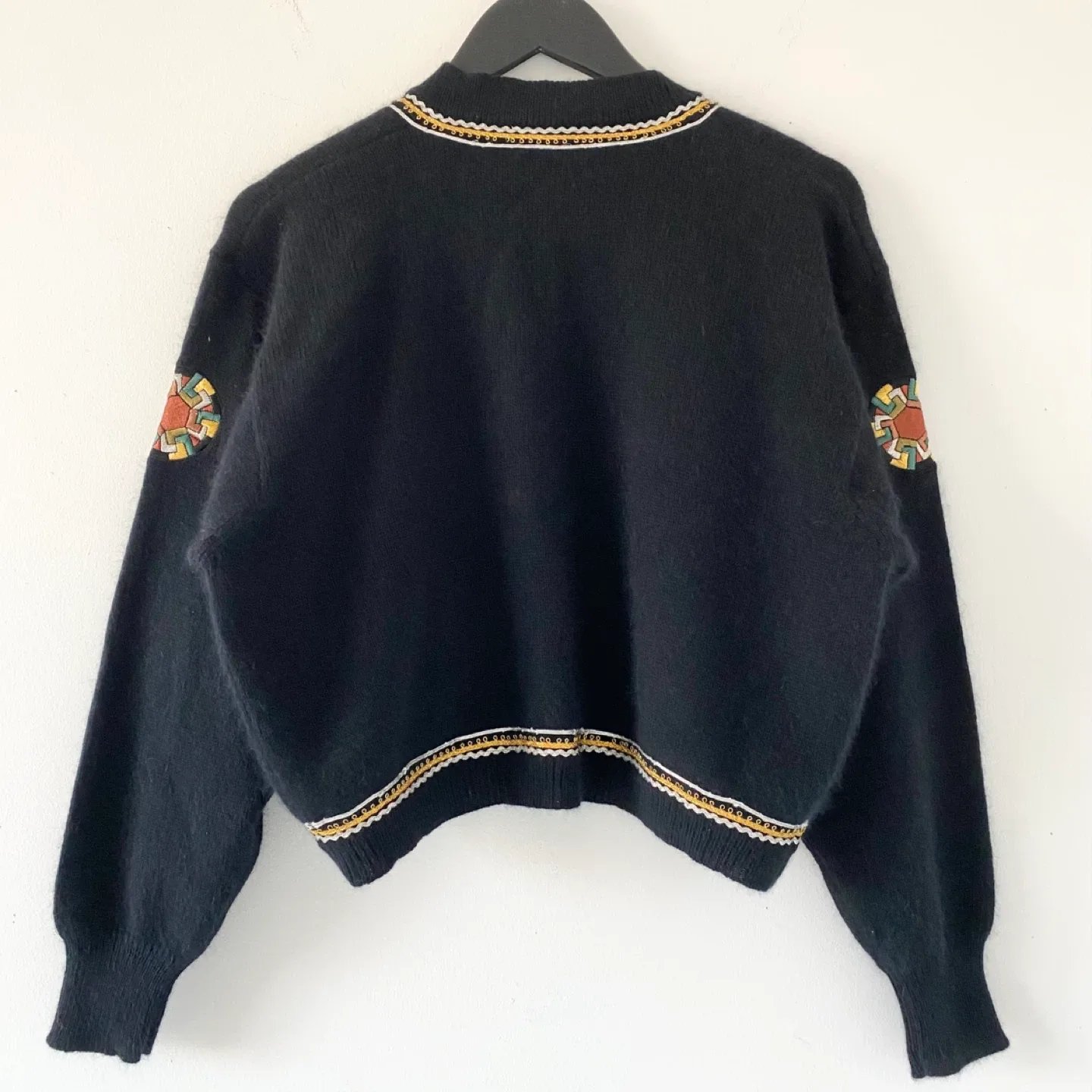 Vintage Wool / Angora Blend Cardigan with Embroidered Appliques image indicator(2)