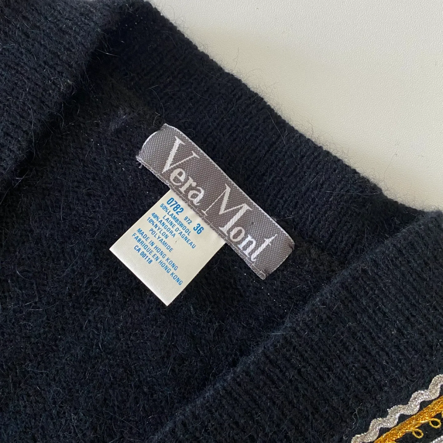 Vintage Wool / Angora Blend Cardigan with Embroidered Appliques image indicator(8)