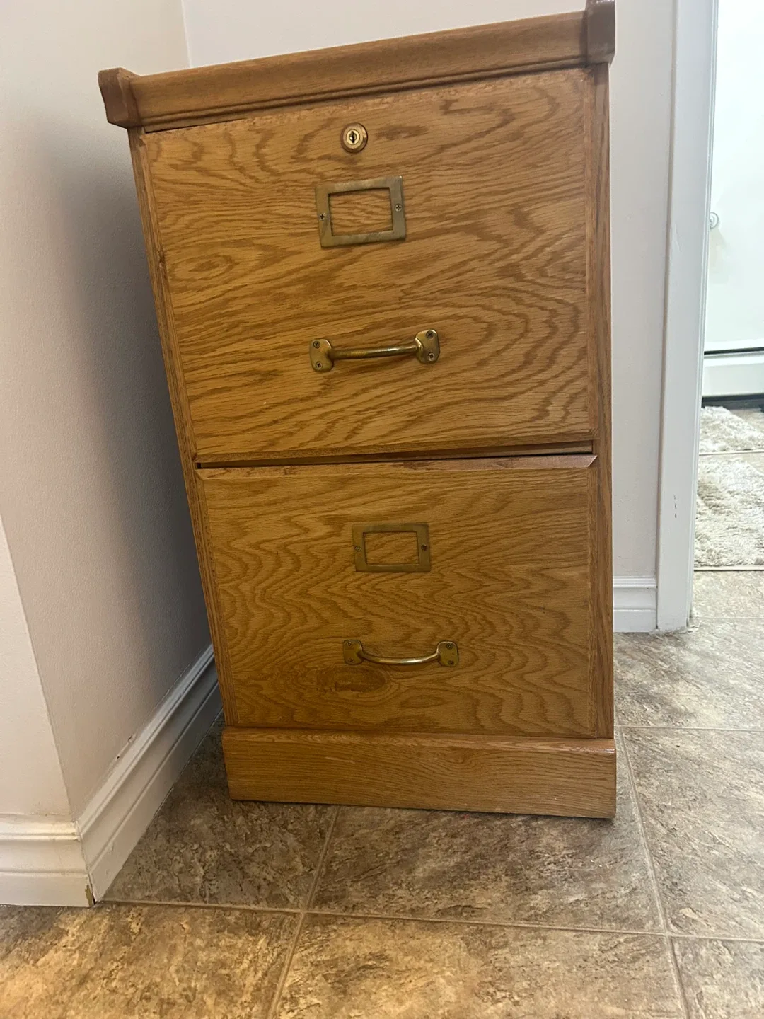 Wooden Filing Cabinet - Two Drawers