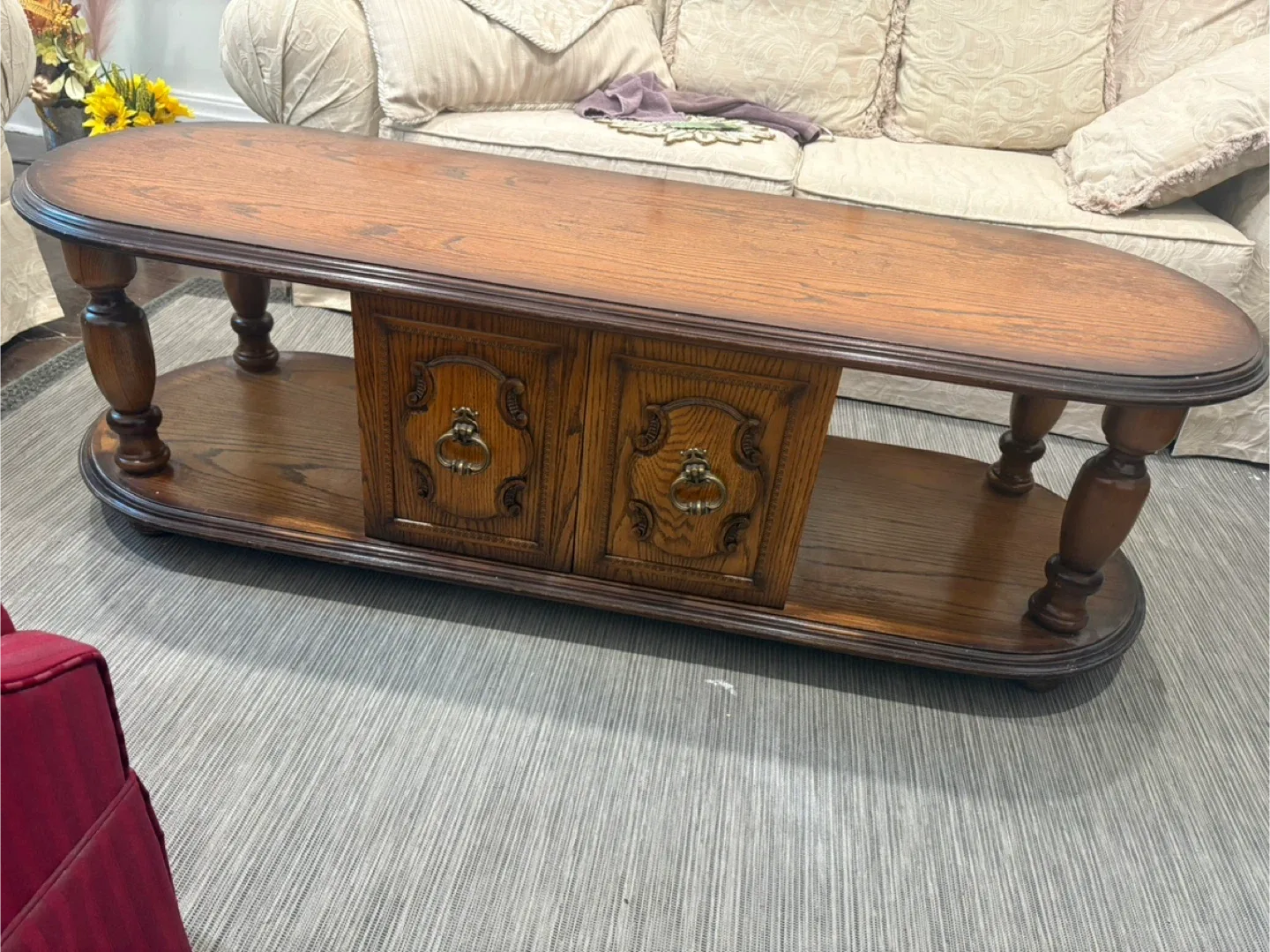 Vintage Wooden Oval Coffee Table