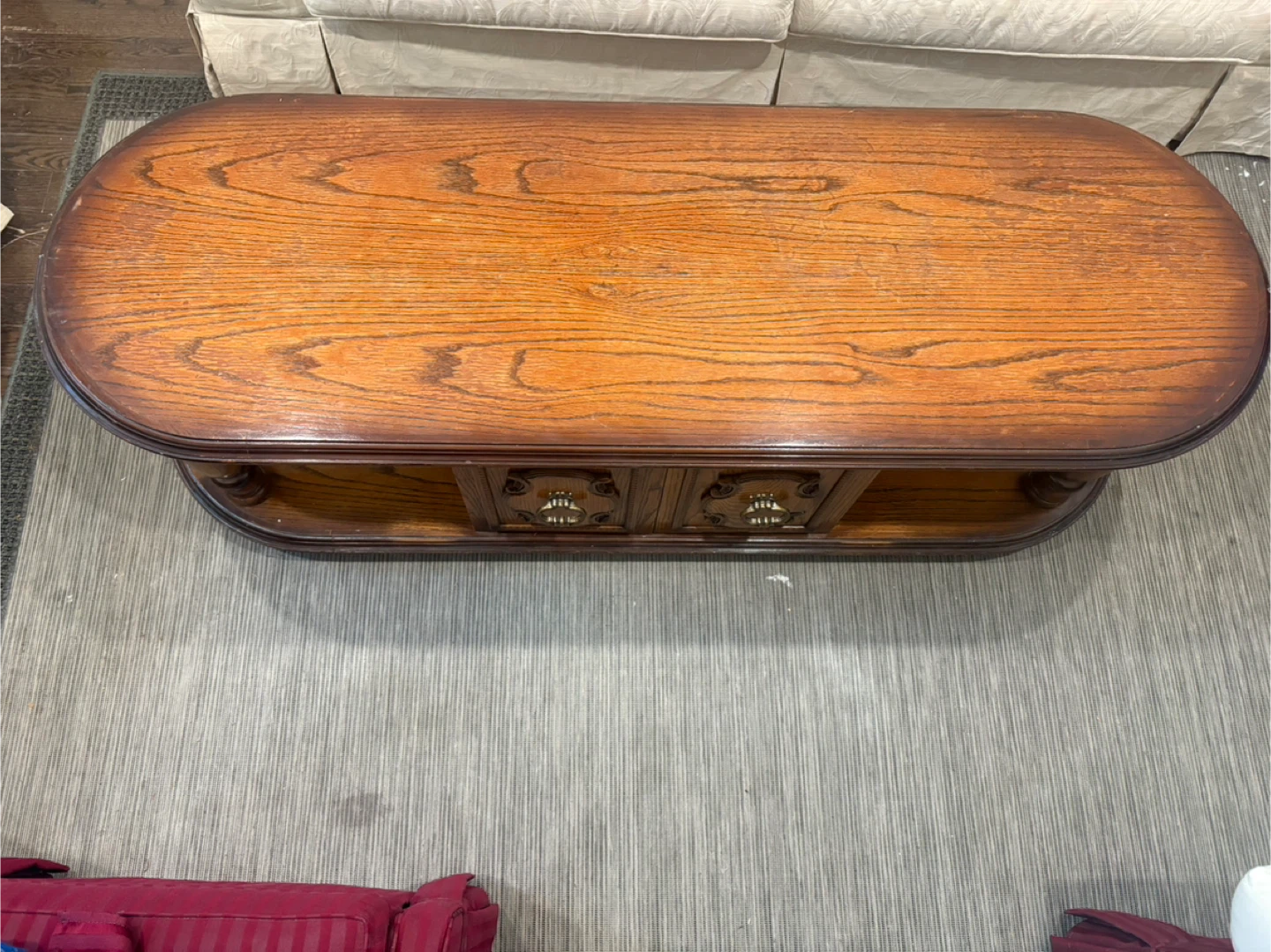 Vintage Wooden Oval Coffee Table - photo 4