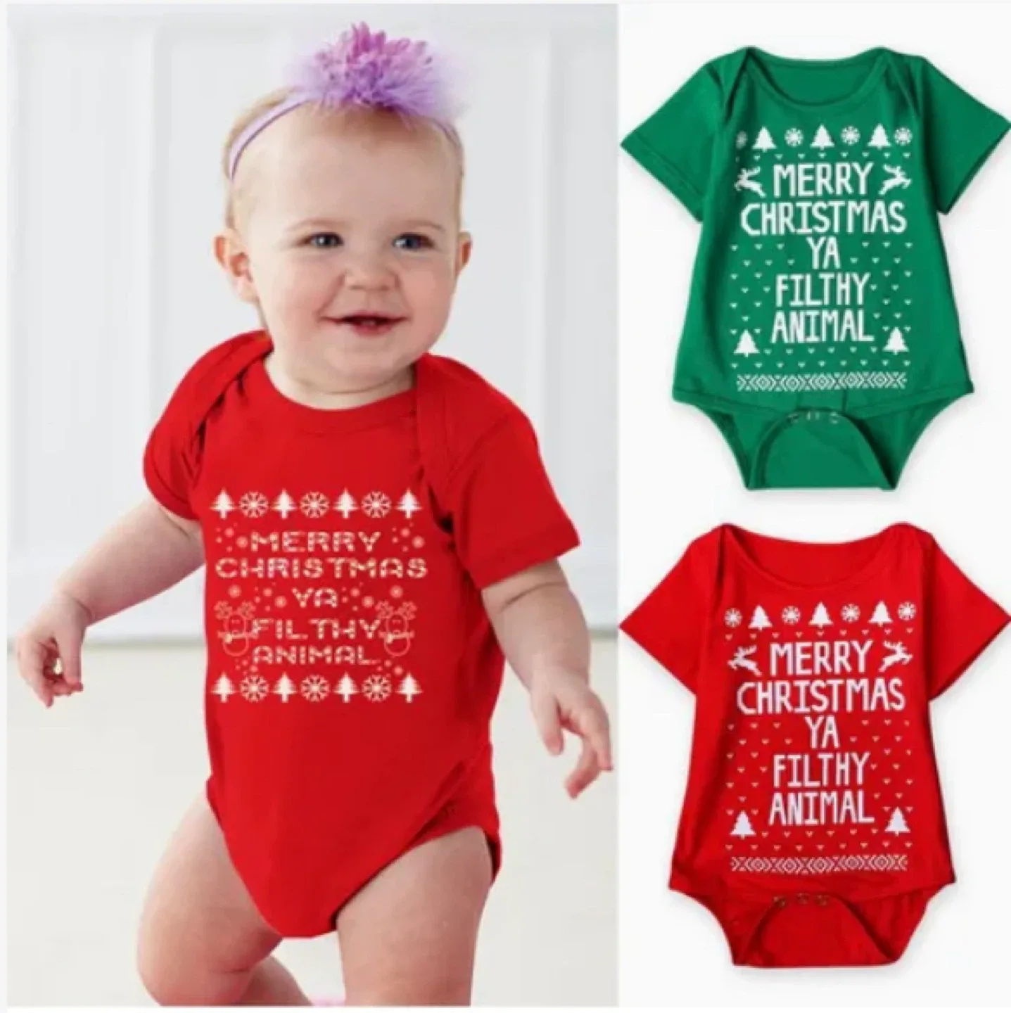 Red Christmas Baby Onesie - 90cm image indicator(3)