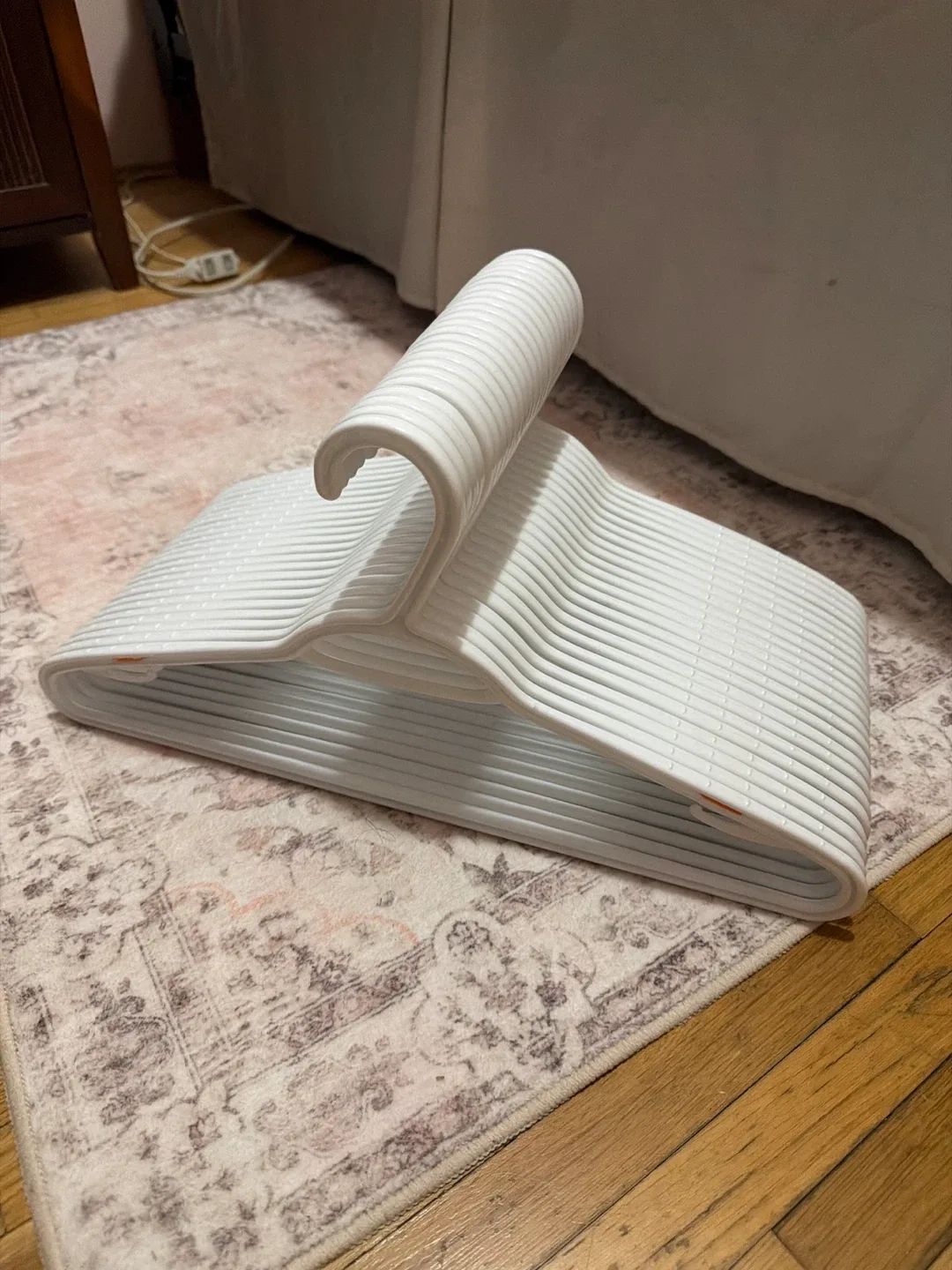 White Plastic Clothes Hangers Set #closetcleanout