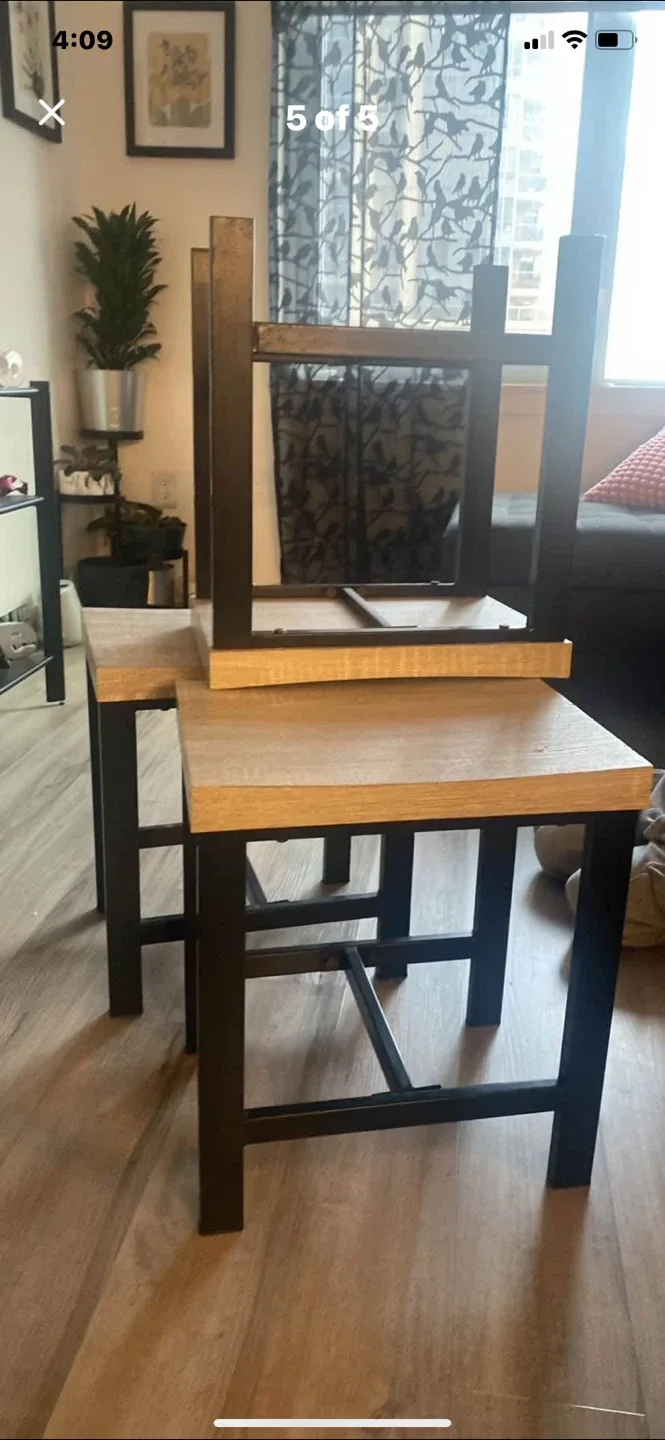 Set 3 stools- Wood & Metal