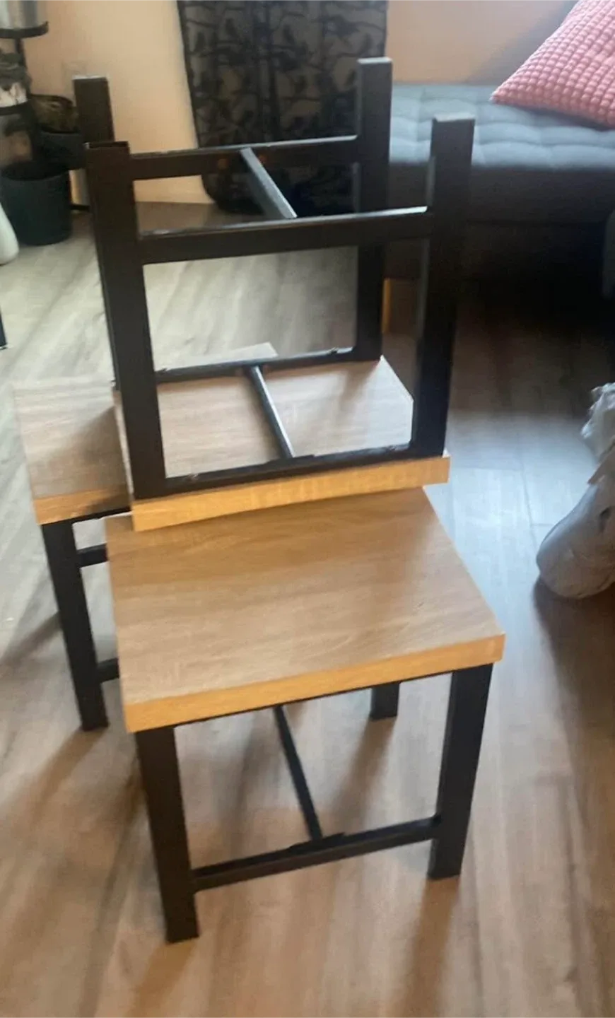 Set 3 stools- Wood & Metal image indicator(2)