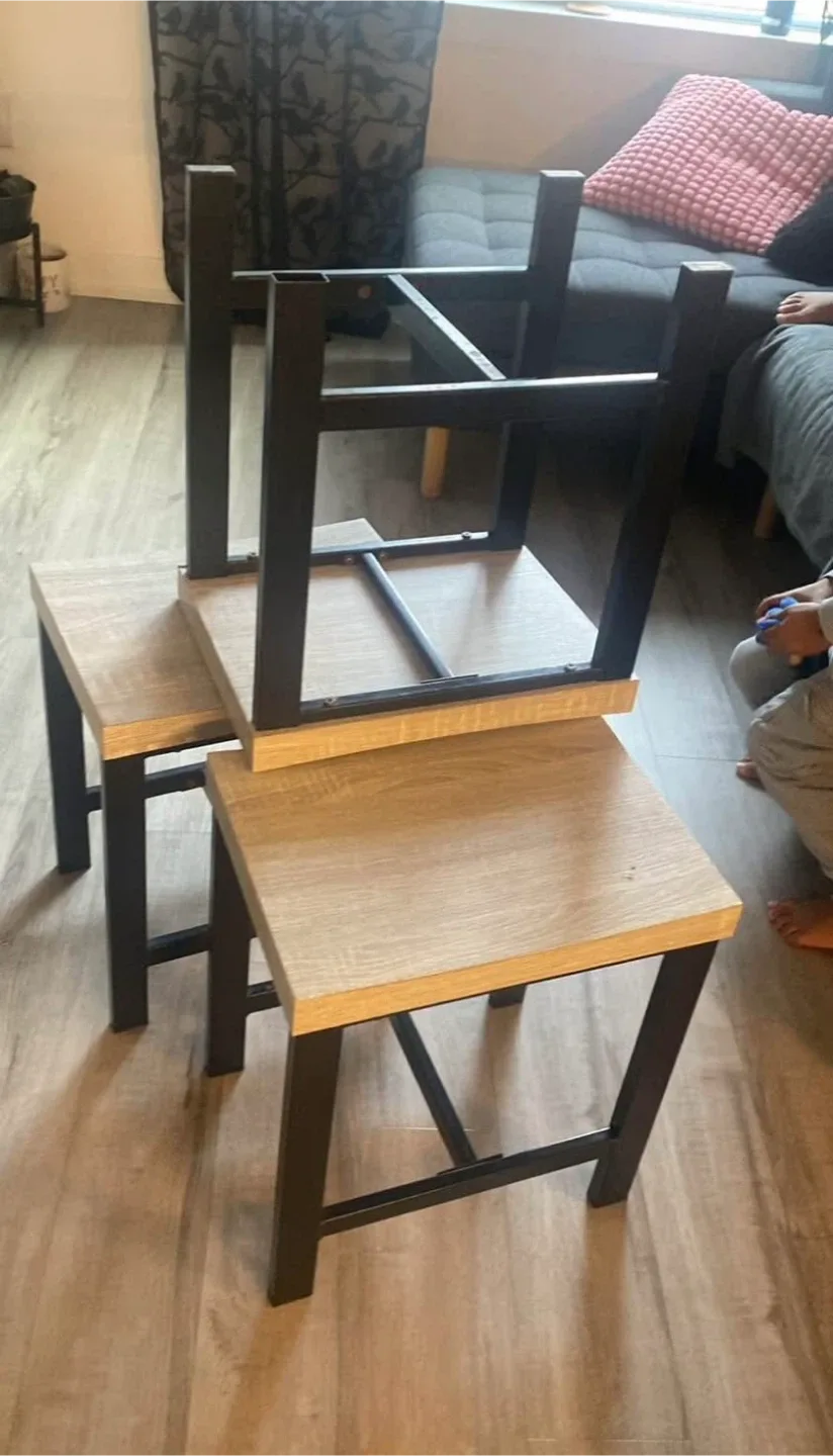 Set 3 stools- Wood & Metal image indicator(3)