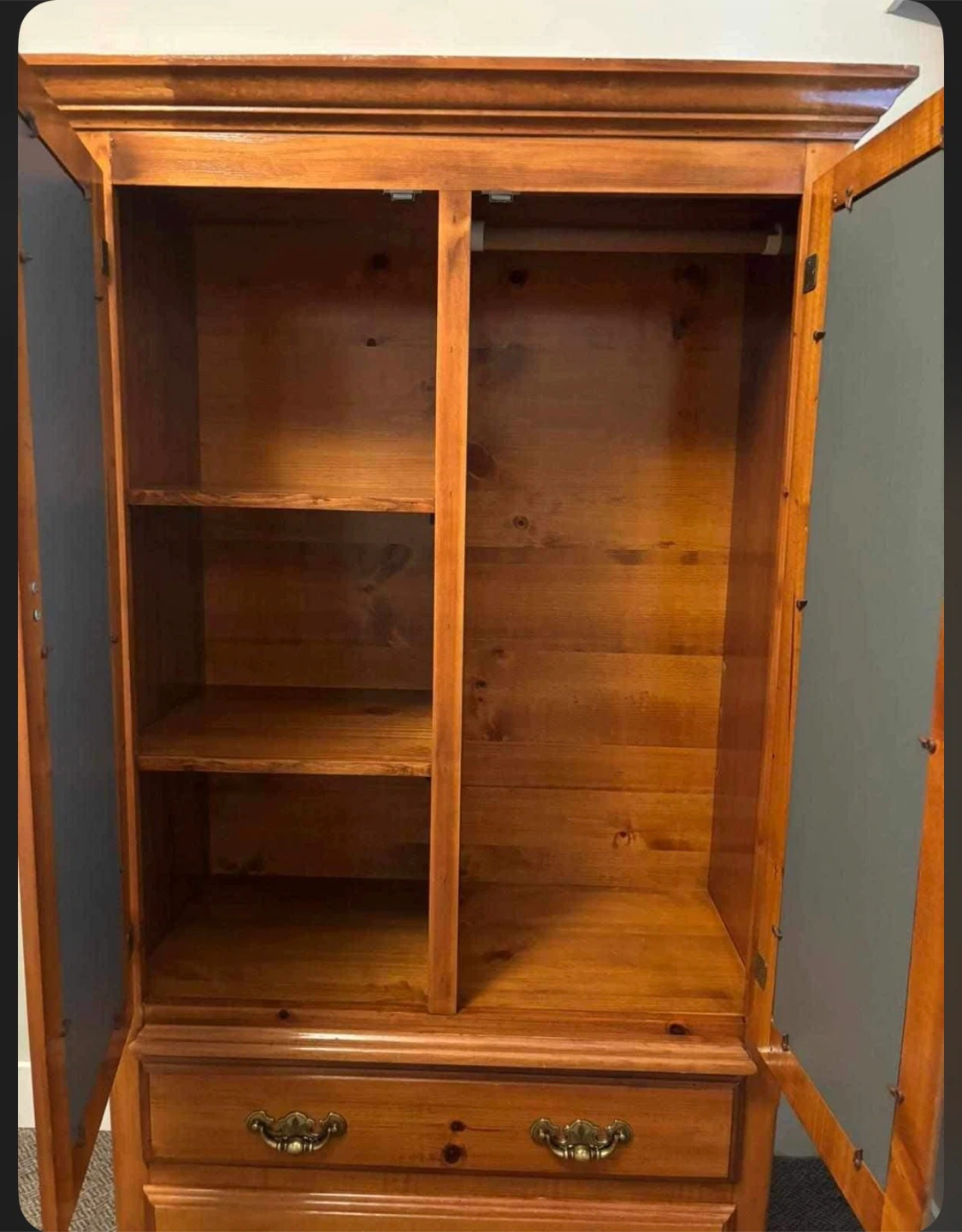 Wooden Armoire with Mirrored Doors