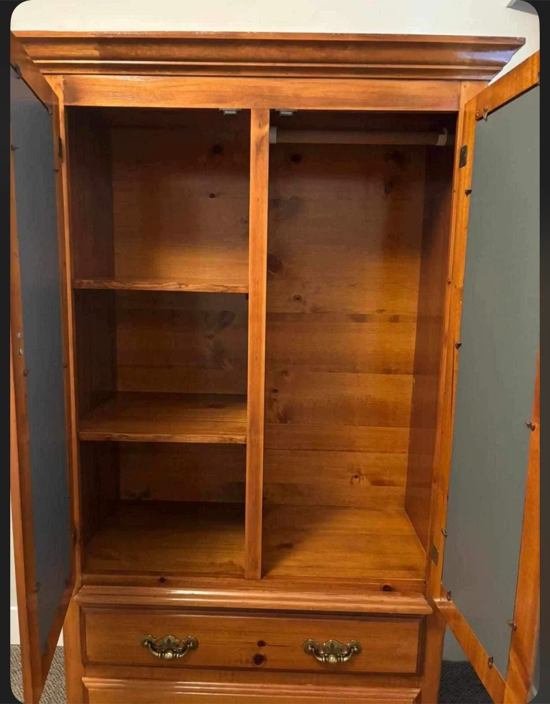 Wooden Armoire with Mirrored Doors