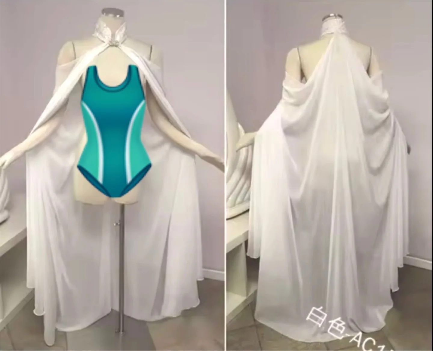 Green Halter Dress with Embroidered Collar image indicator(7)