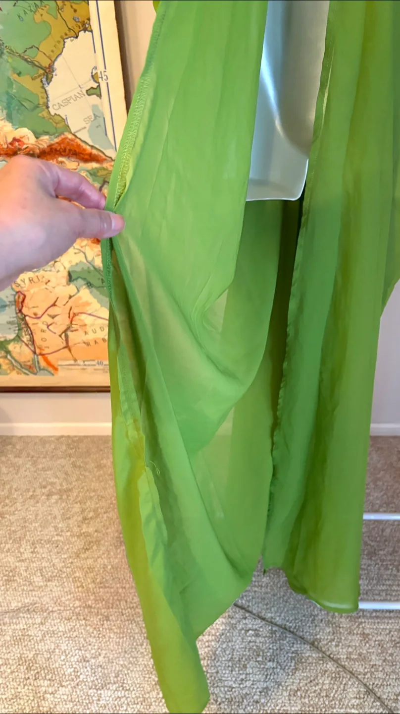 Green Halter Dress with Embroidered Collar image indicator(6)