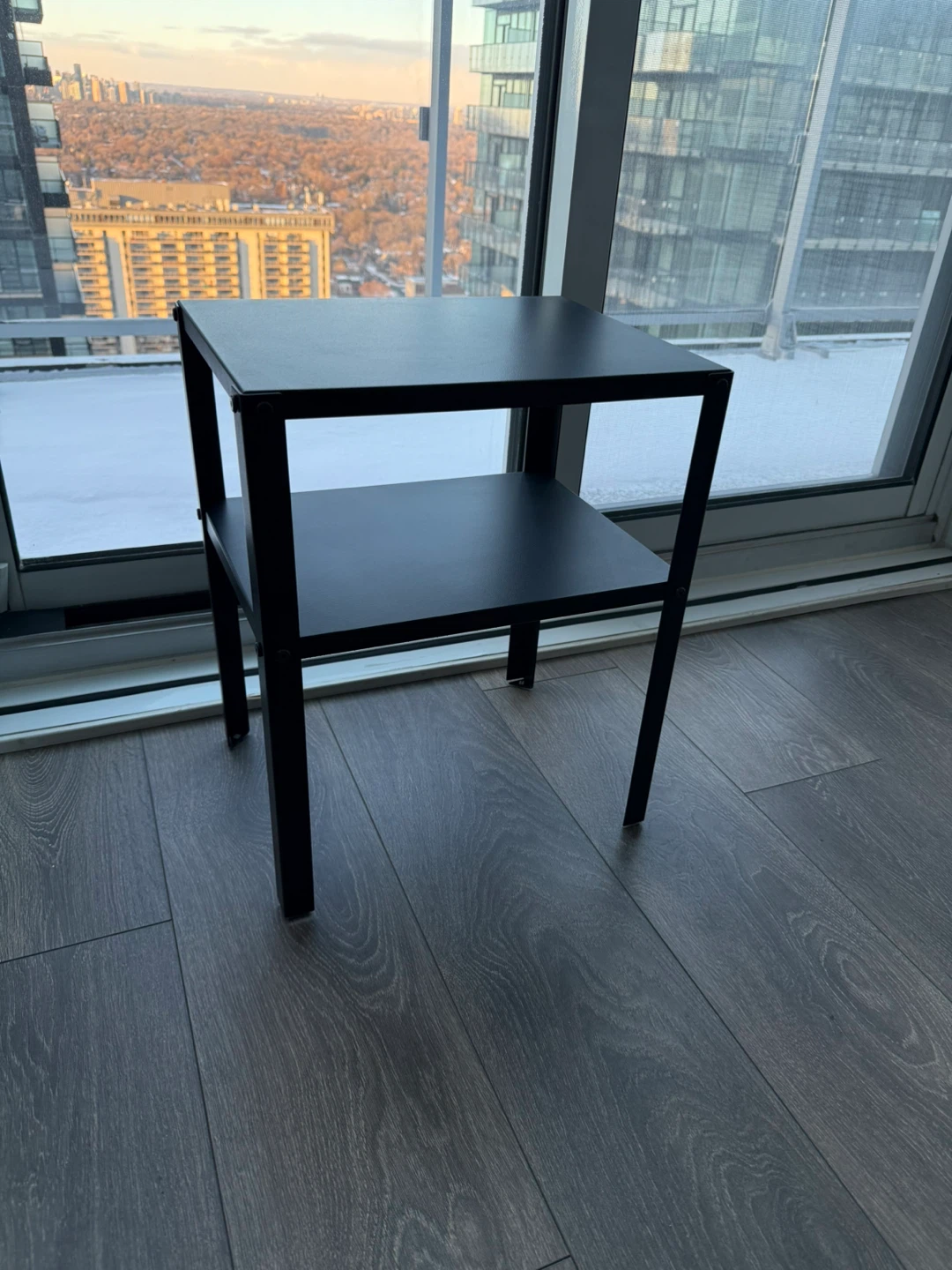 Black Side Table with Shelf