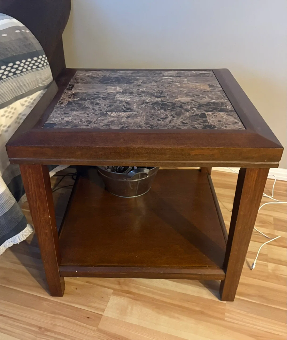 Brown End Tables with Marble-look Top