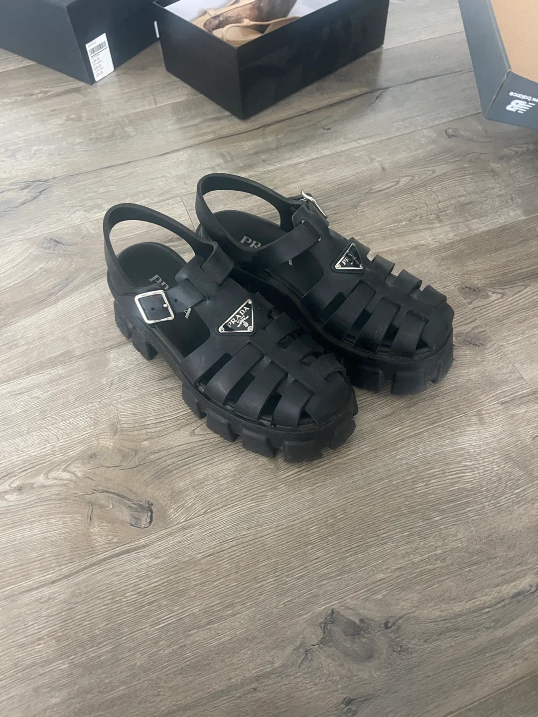 Prada Black Rubber Fisherman Sandals