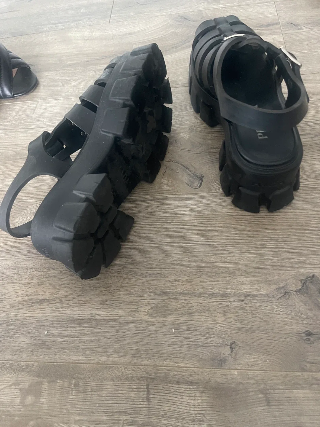 Prada Black Rubber Fisherman Sandals image indicator(3)