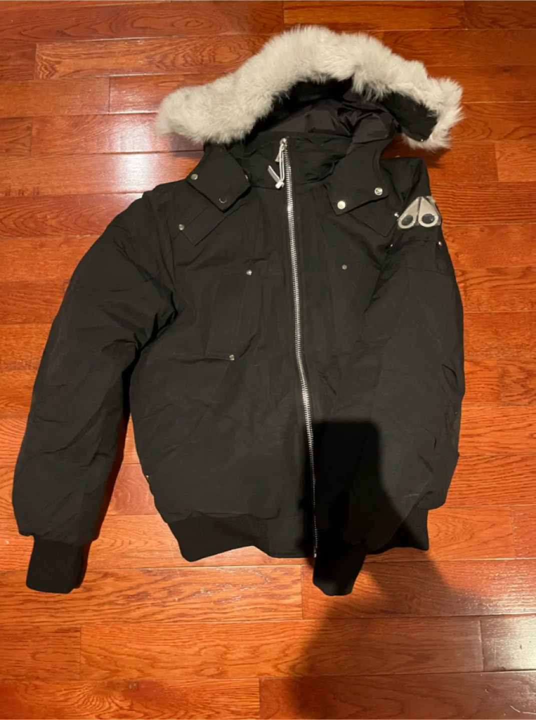 Moose Knuckles Black Down-Filled Bomber Jacket