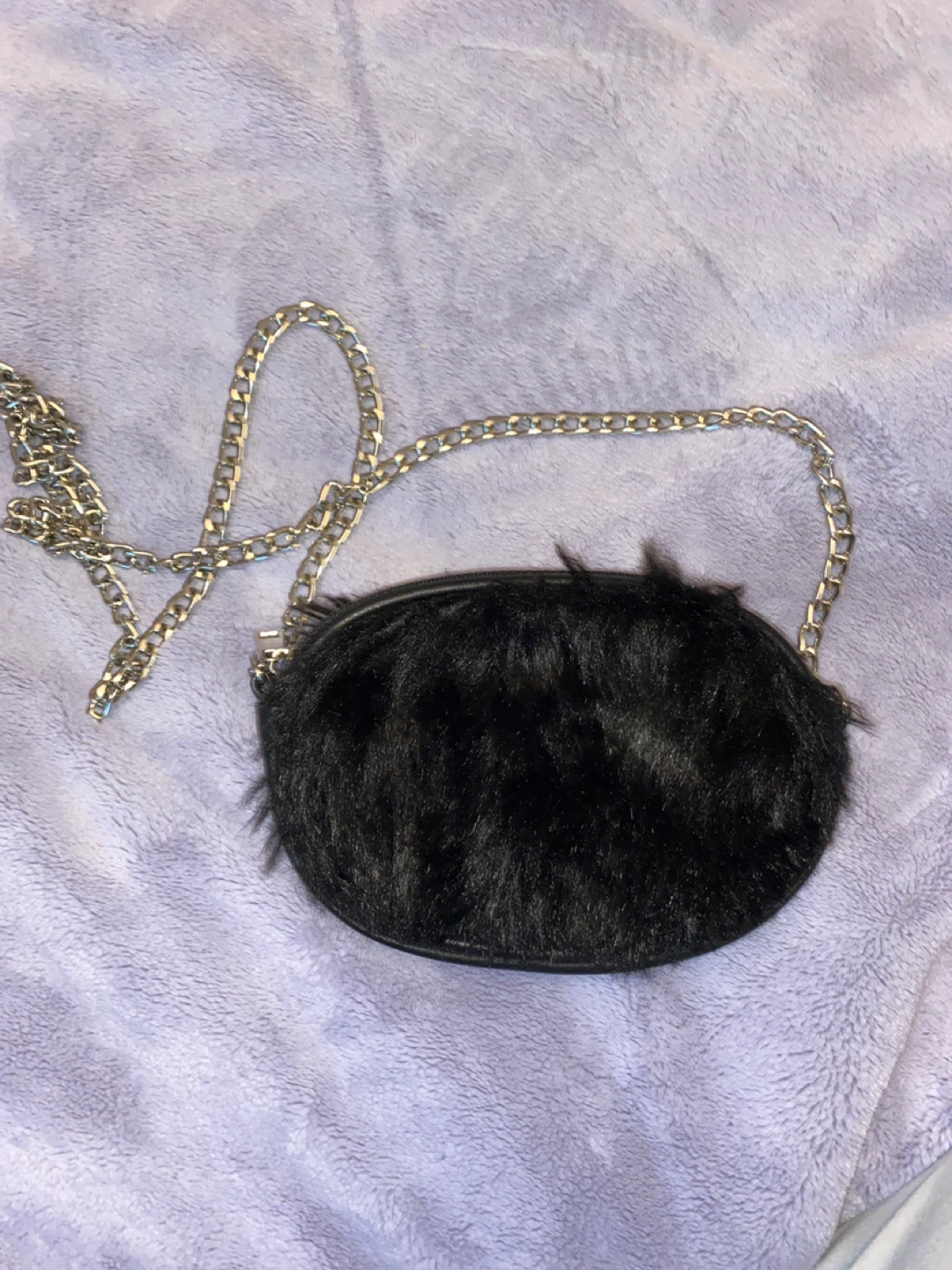 Top Ten Accessories Black Furry Purse