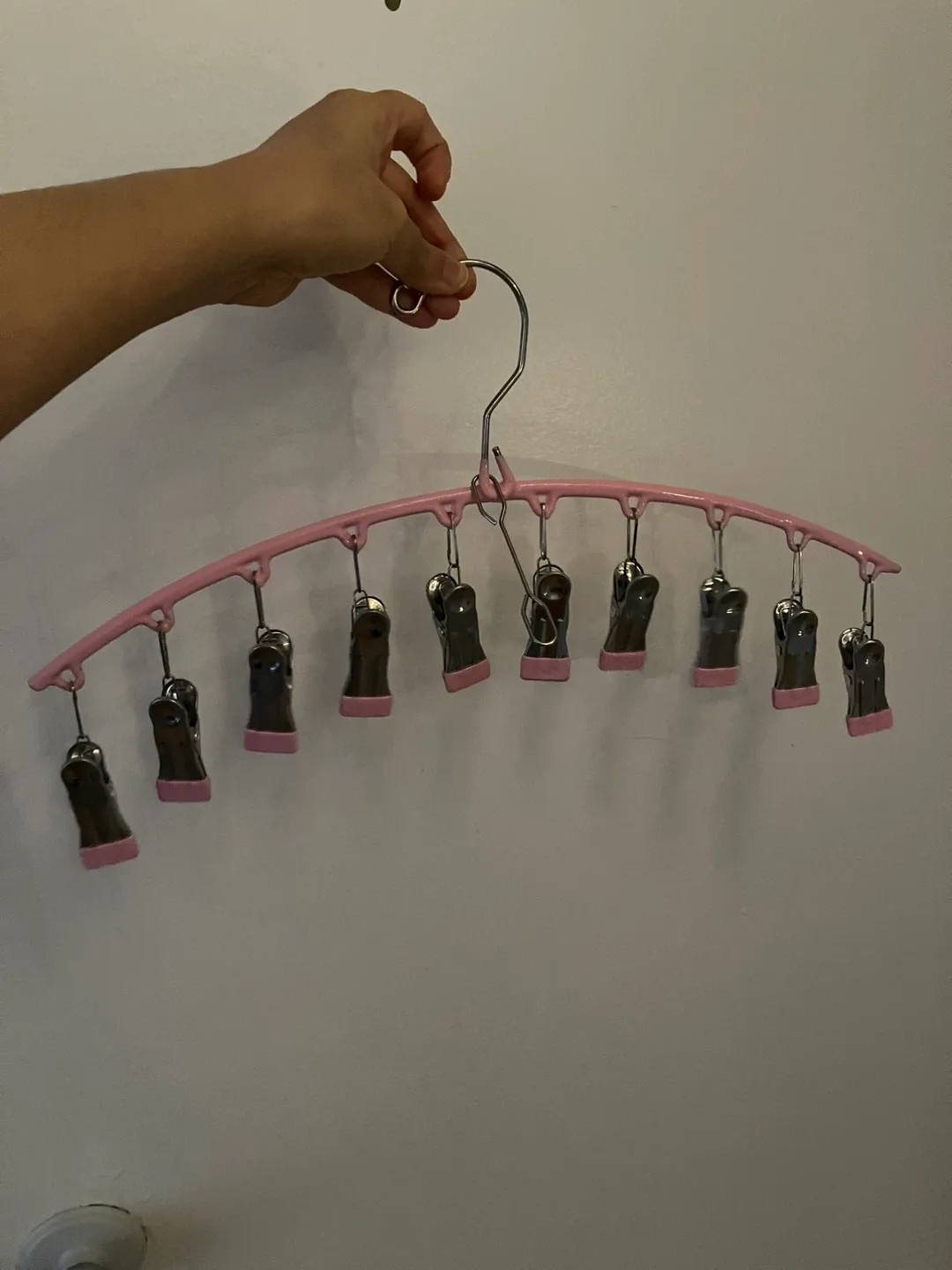 Pink Clothes Hanger with Clips