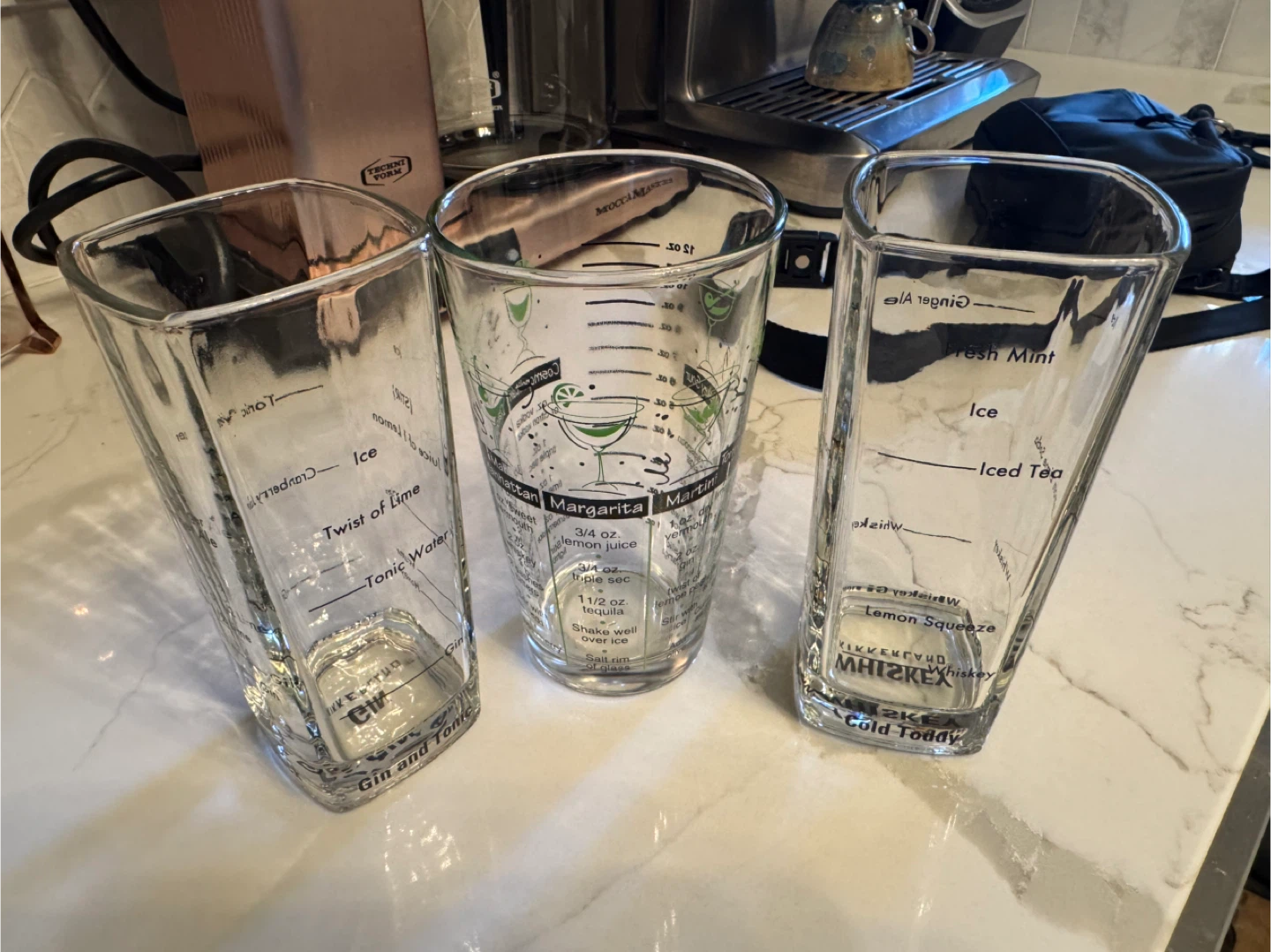 Cocktail Recipe Glasses (Set of 3)