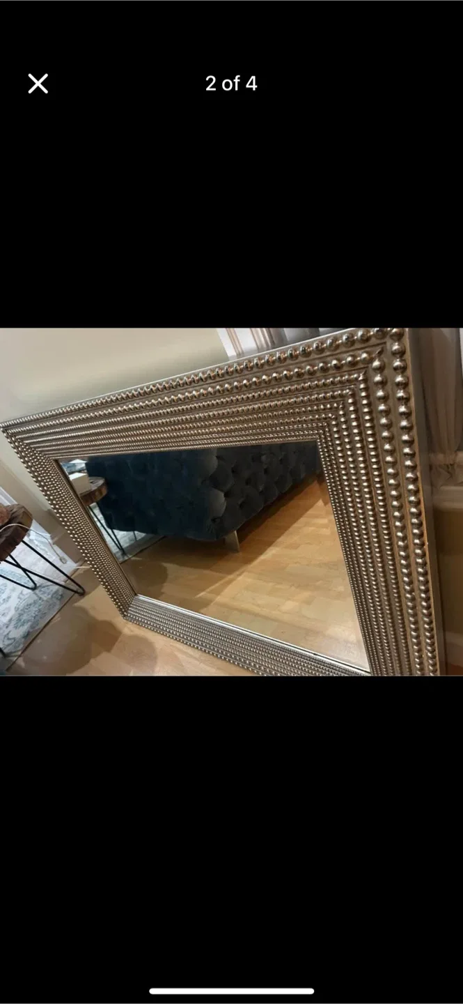 Large Silver Beaded Mirror