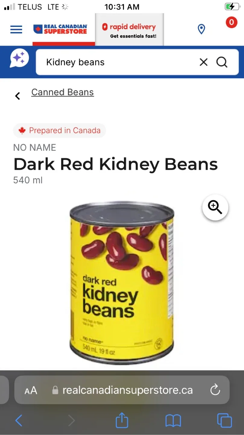 No Name Dark Red Kidney Beans - 540 ml