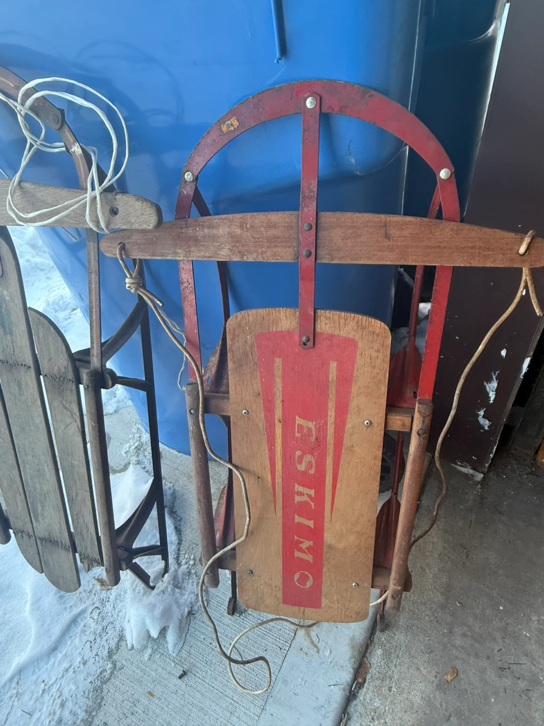 Vintage Eskimo Sled - Red & Wood