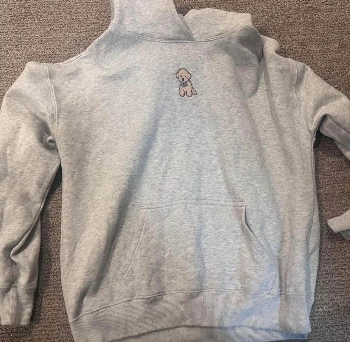 Grey Hoodie with Dog Design