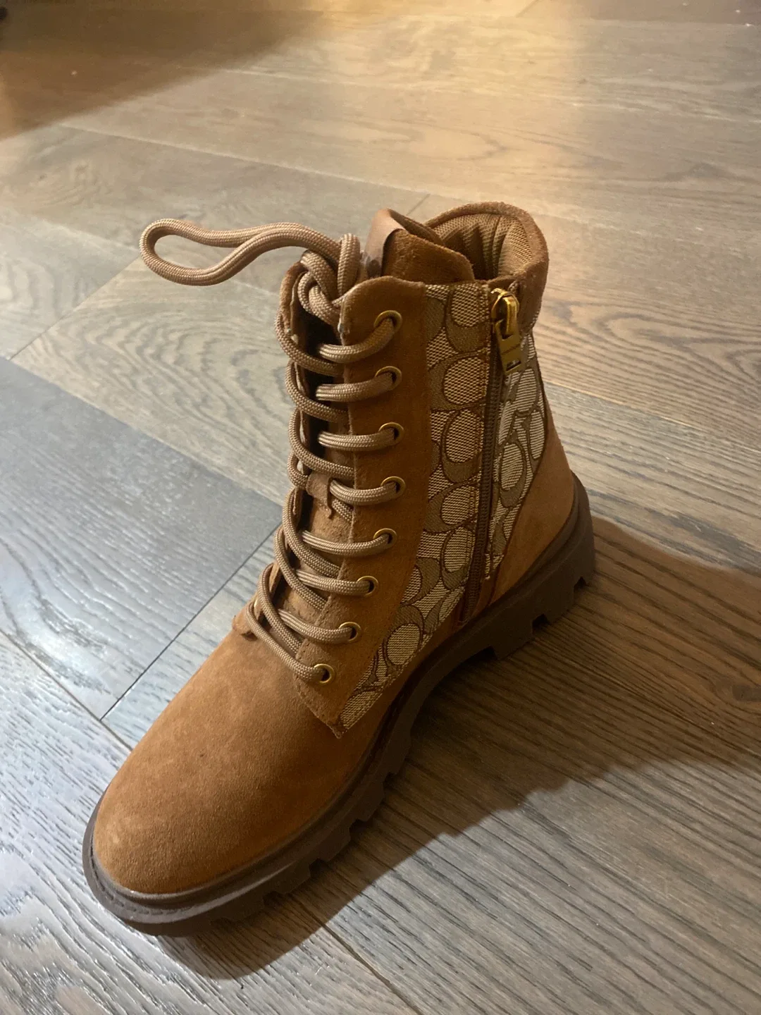 Coach Brown Leather Lace-Up Boots image indicator(2)