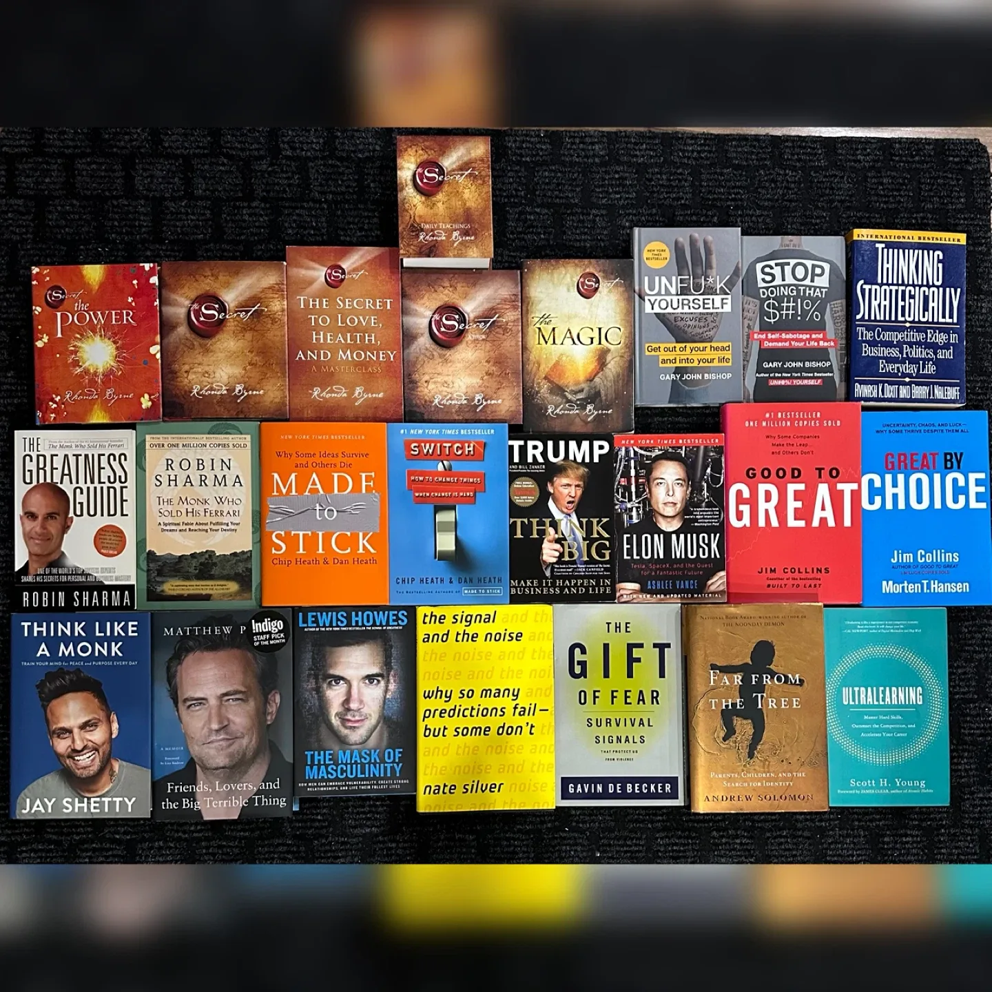 Books: Magic, Secrets, Think like a monk, Greatest guide,…