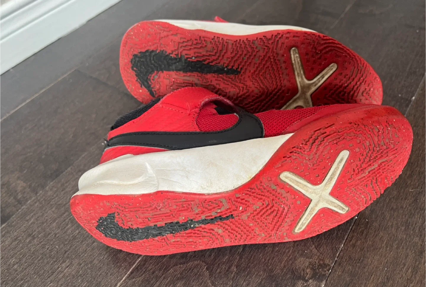 Nike Kids' Red & Black Sneakers - Size 12 image indicator(3)