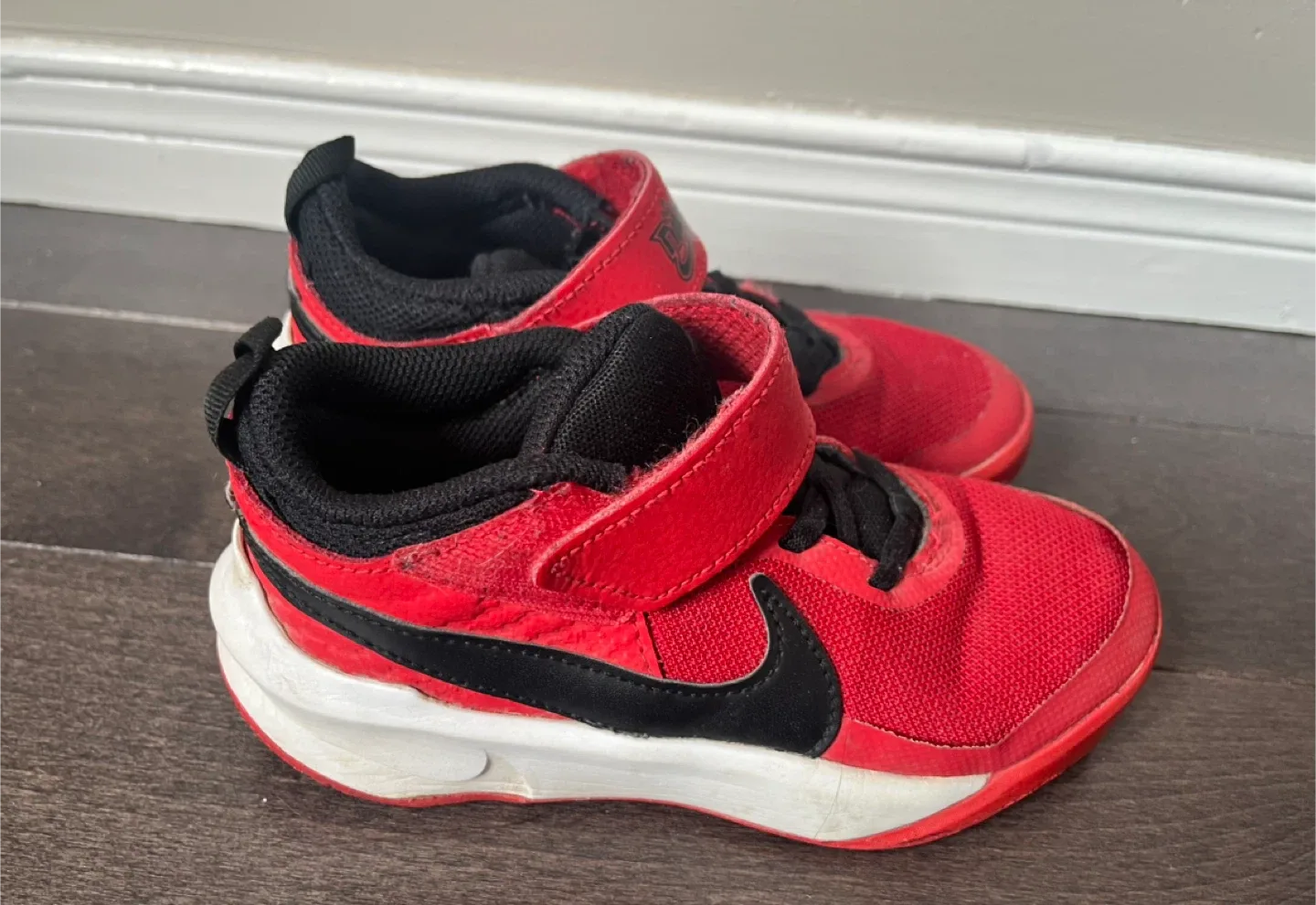 Nike Kids' Red & Black Sneakers - Size 12 image indicator(2)