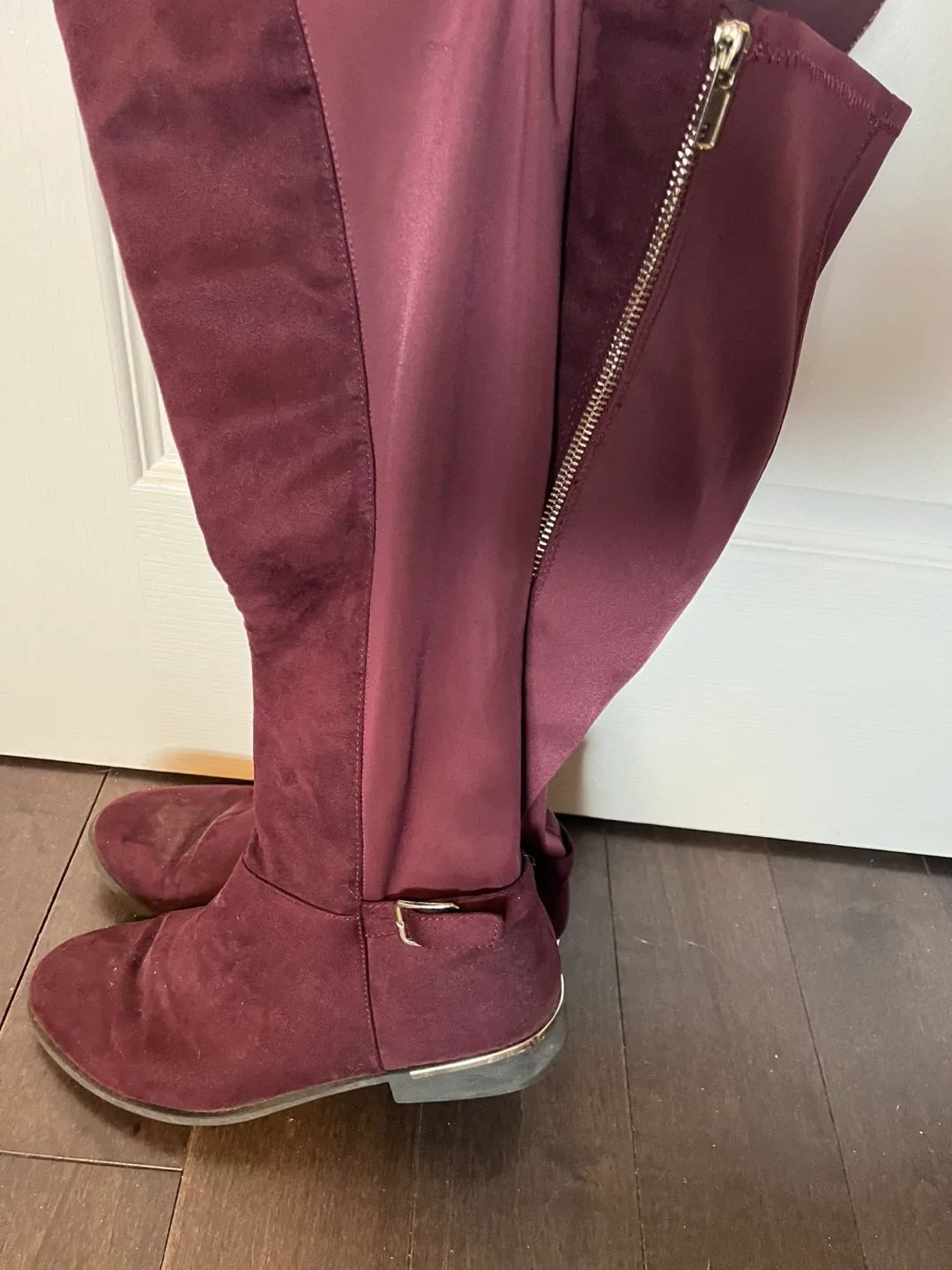 Burgundy Knee High Boots - Size 10