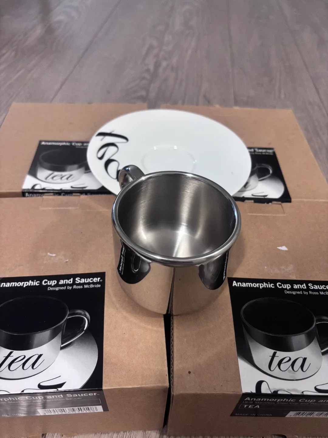 New Anamorphic Cup and Saucer by Ross McBride