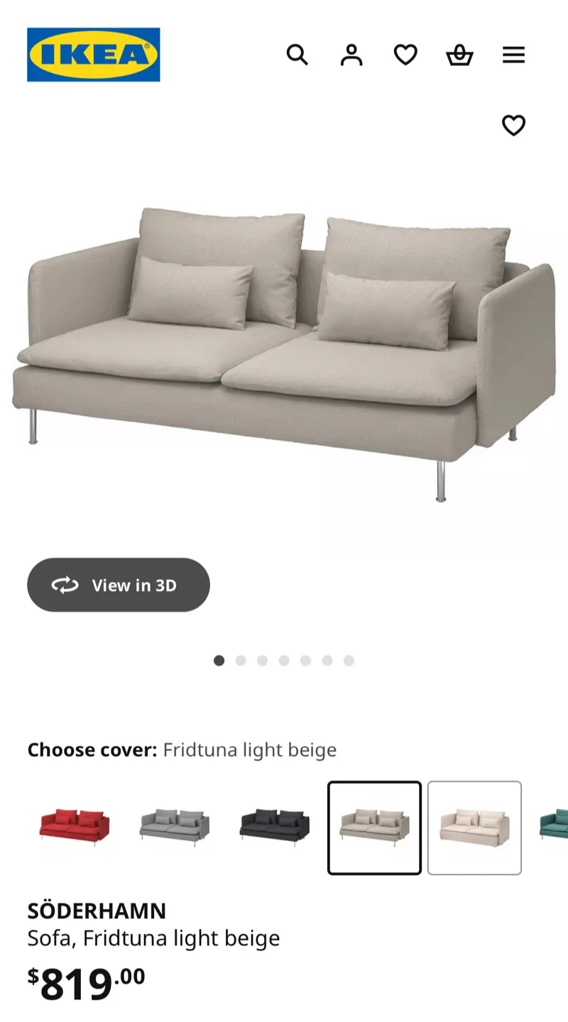 IKEA SÖDERHAMN Sofa, Fridtuna light beige