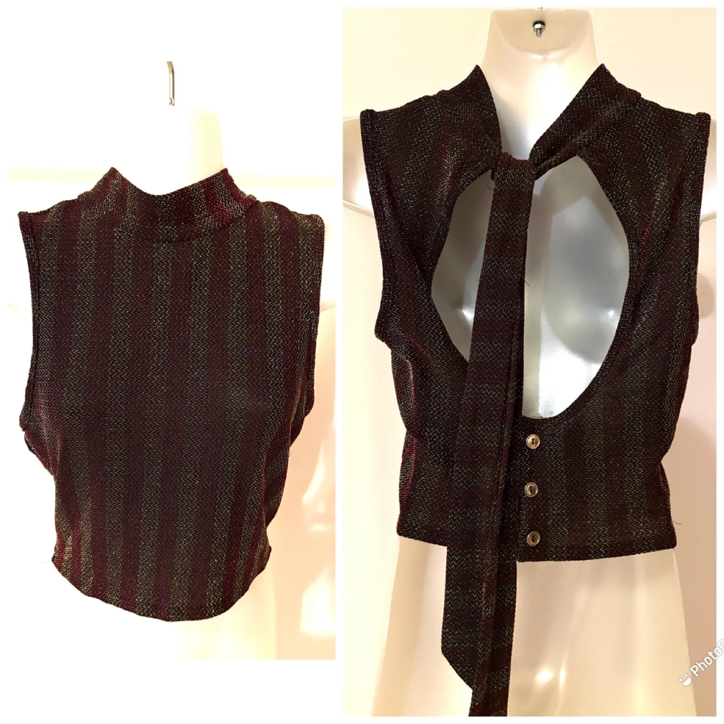 Sleeveless Tie-Back Top - Metallic Size M