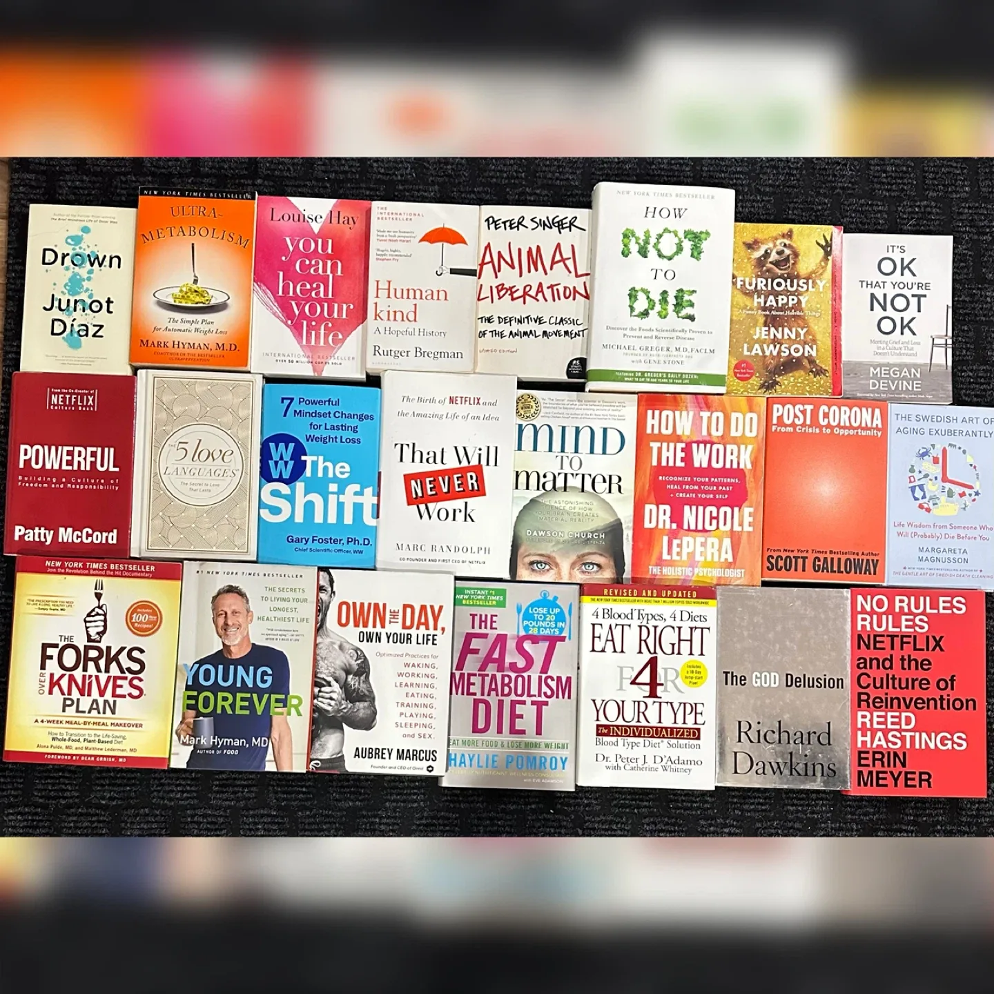 Books: Human kind, Mind to matter, 5 love languages,…