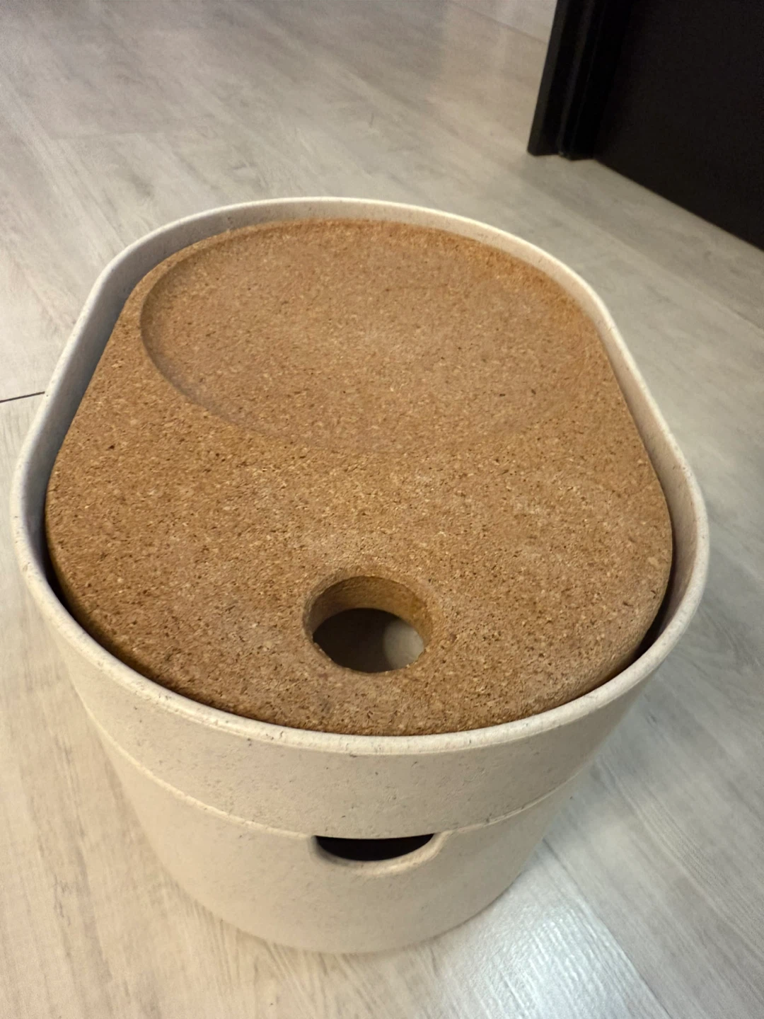 Beige Makeup Organizer with Cork Mirror Lid