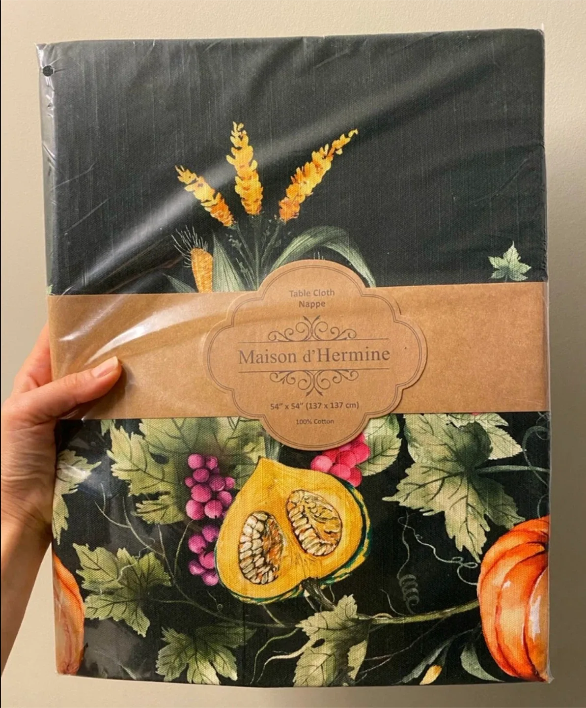 Sealed!Maison d' Hermine Pumpkin Garden Tablecloth 54"x54"