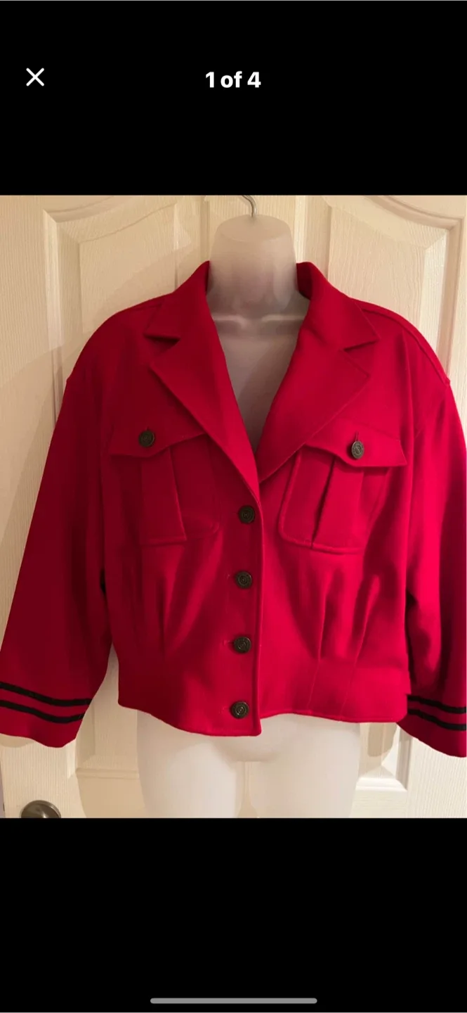 Lizwear Red Wool Blend Jacket - Size M